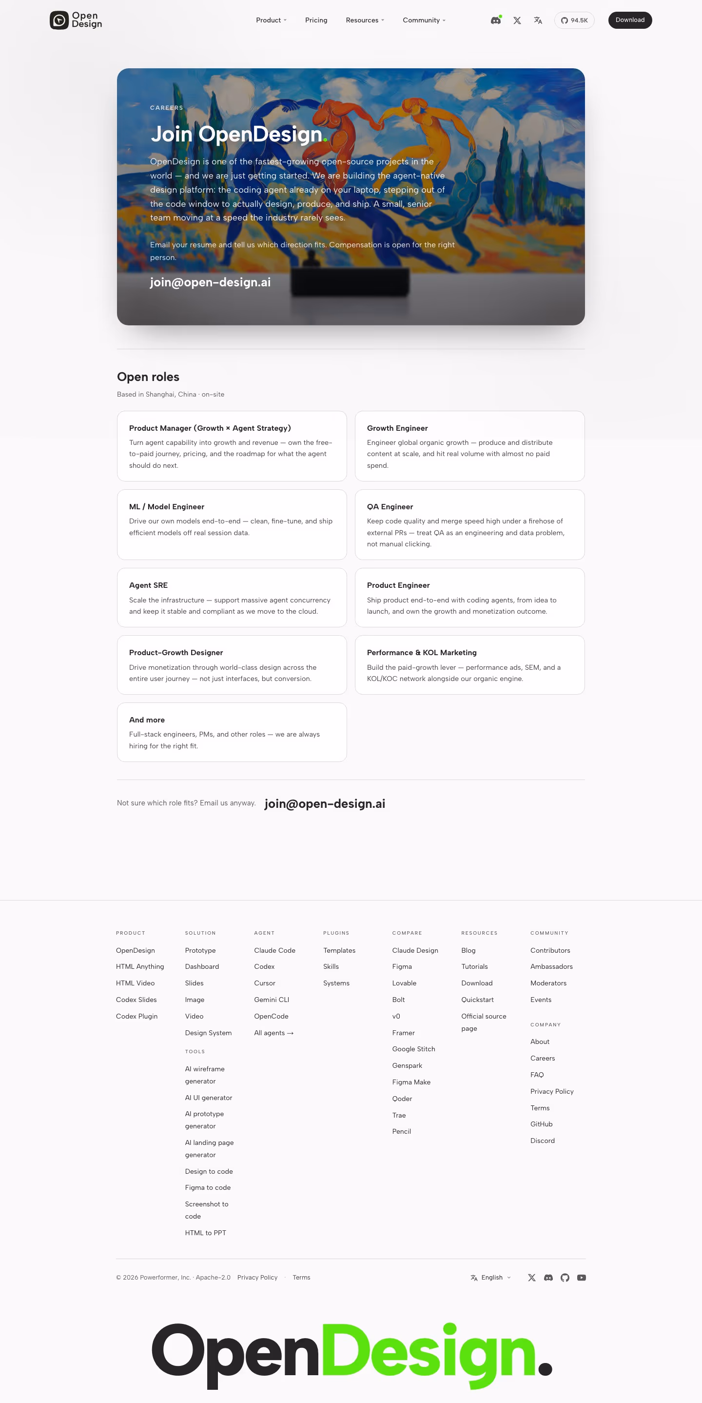 Open-design Careers pages section design