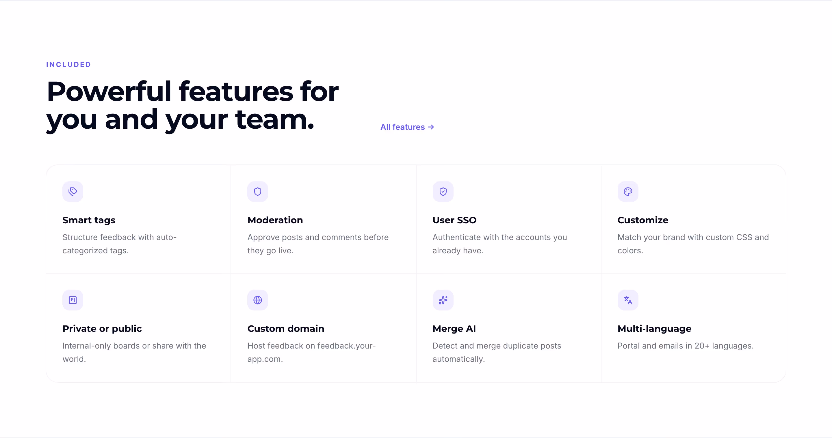 Upvoty Features section design