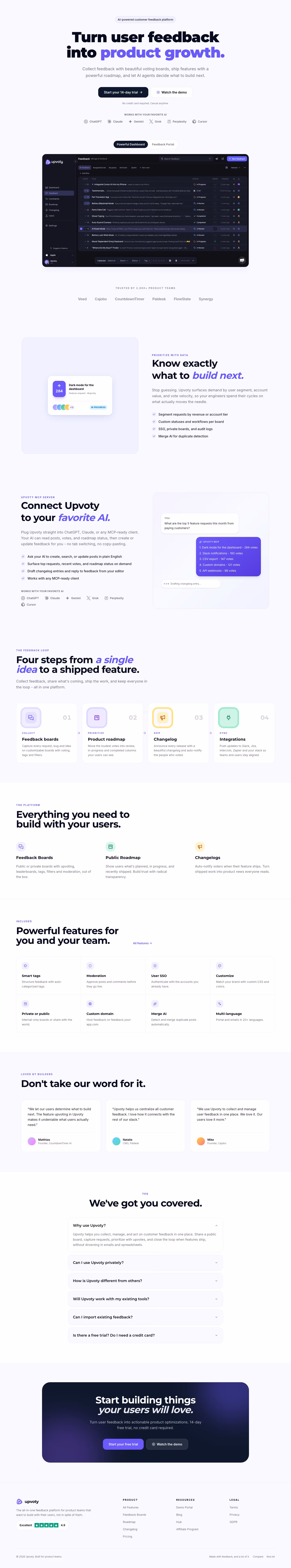 Upvoty full landing page screenshot (desktop)