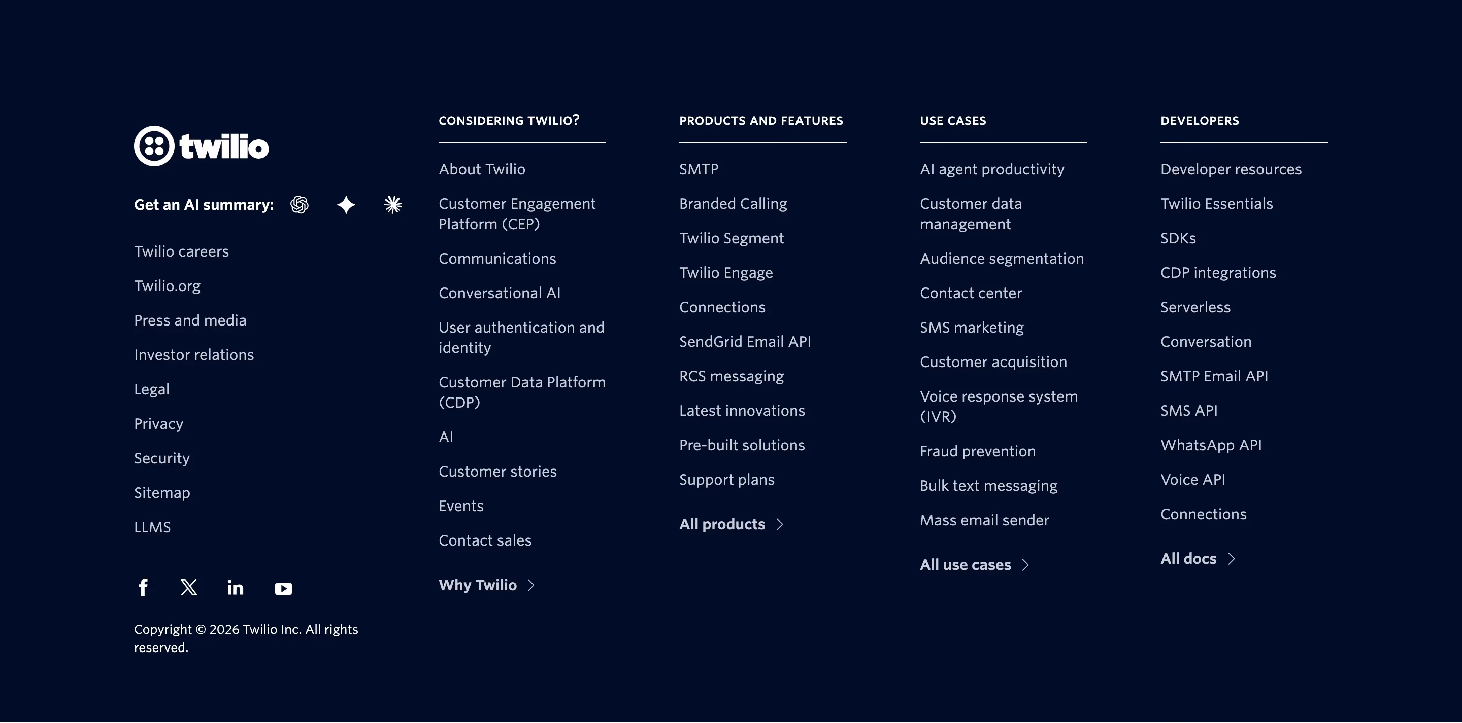 Segment Footers section design