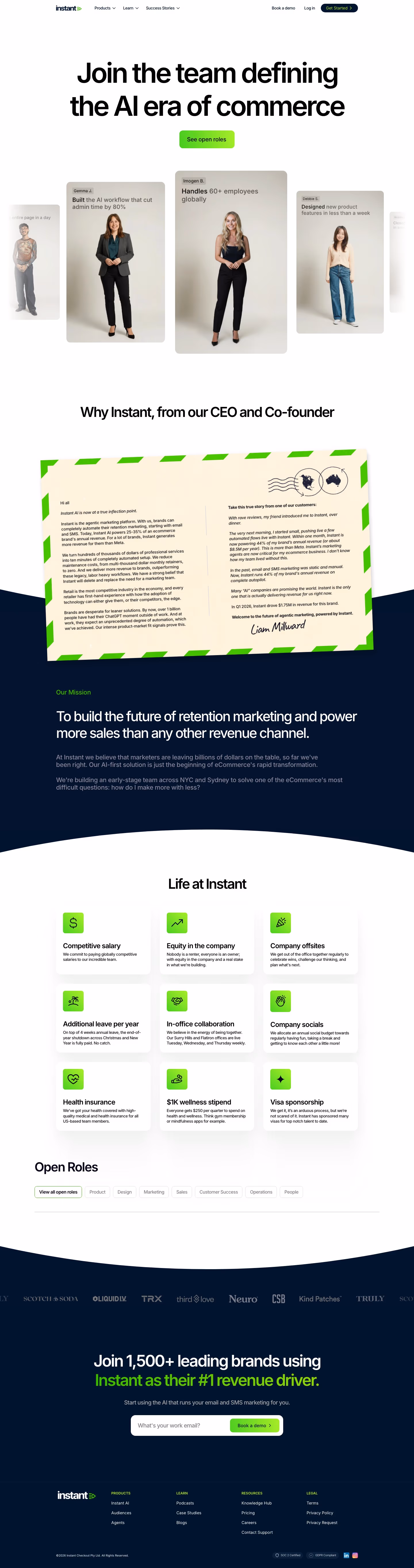 Instant Careers pages section design