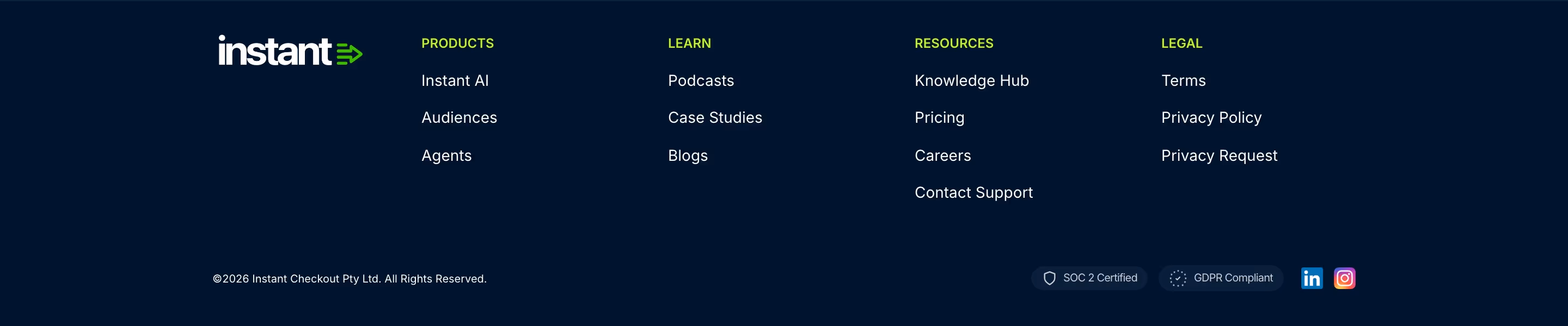 Instant footer design — Marketing