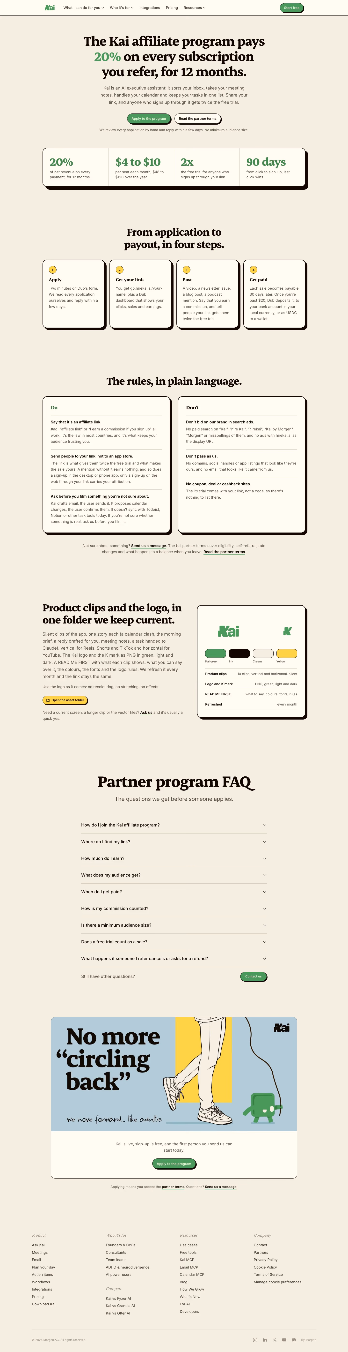 HireKai Affiliate pages section design