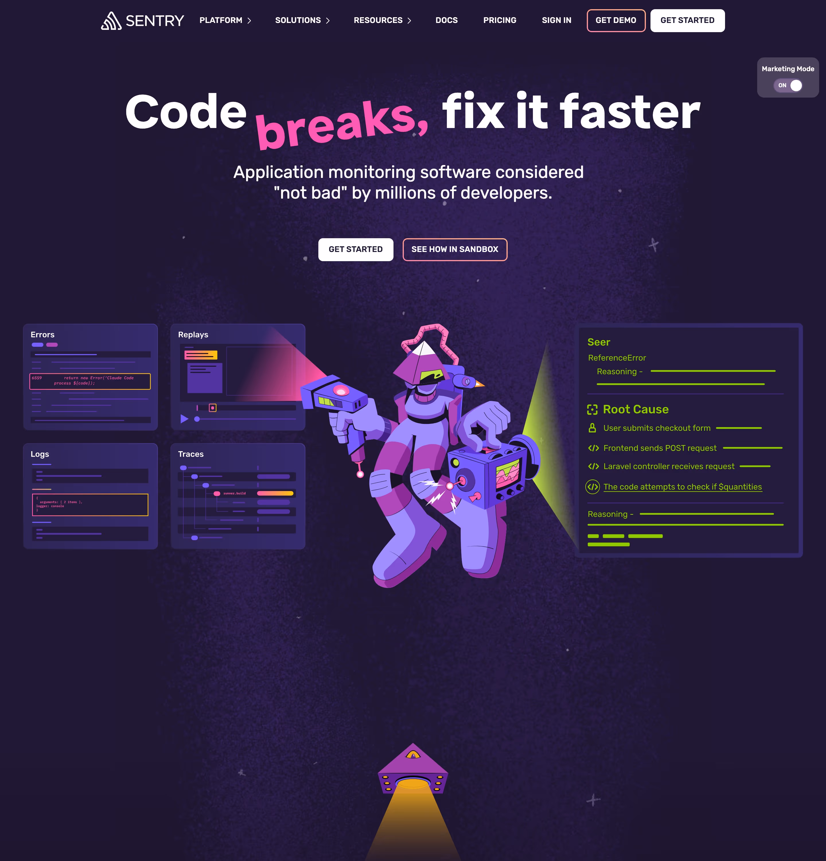 Sentry hero — Engineering & Infrastructure