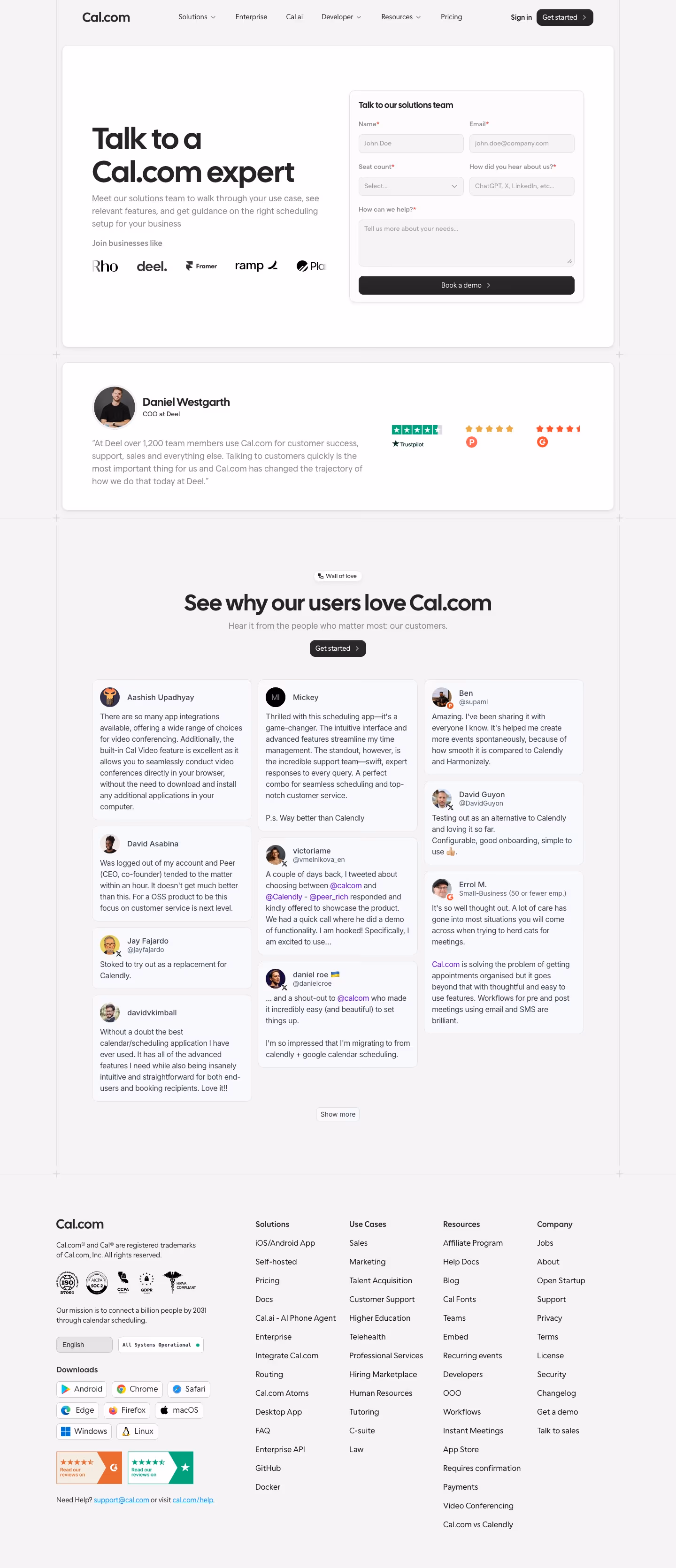 Cal Contact Us section design