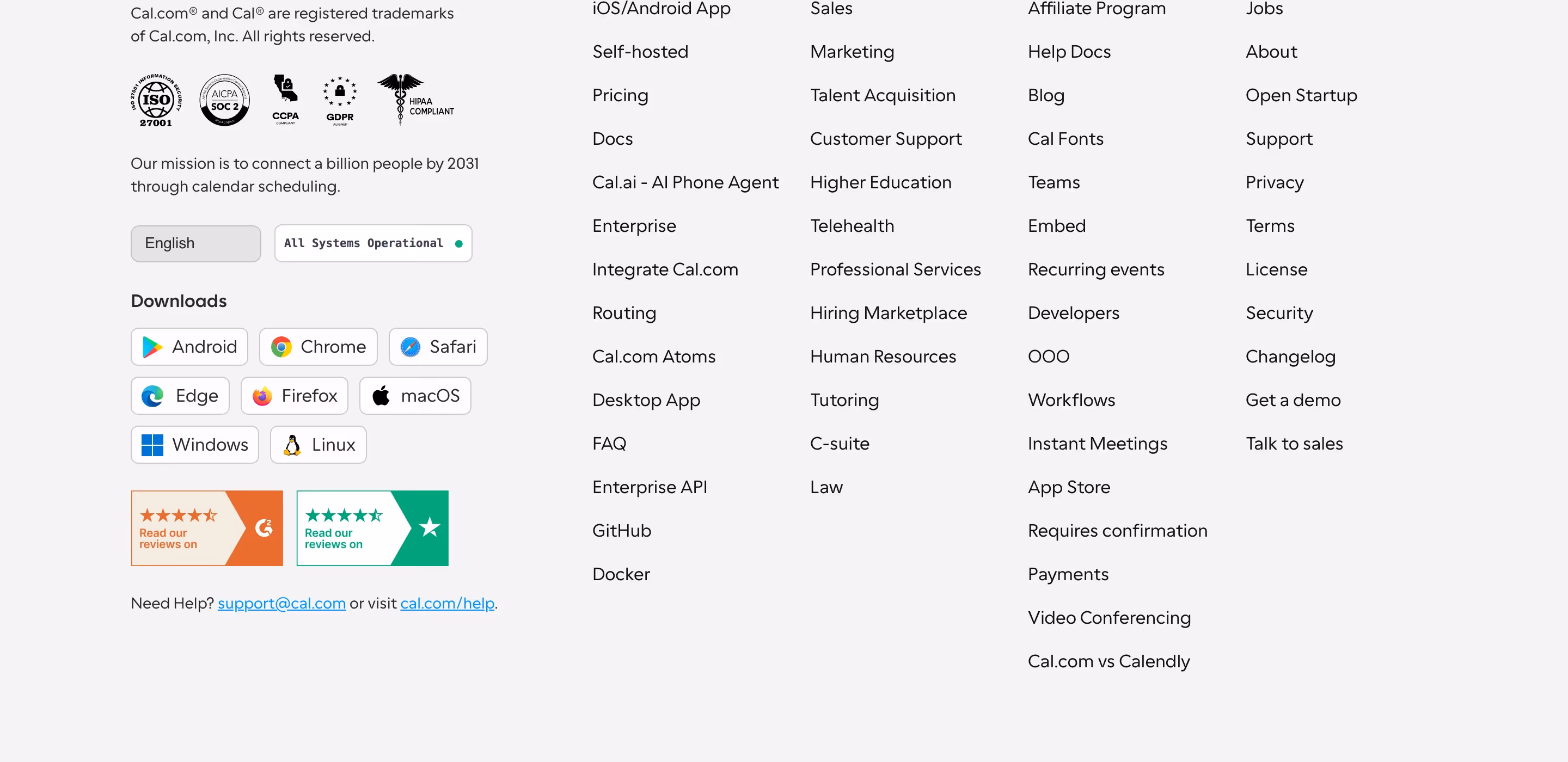 Cal footer design — Productivity & Collaboration