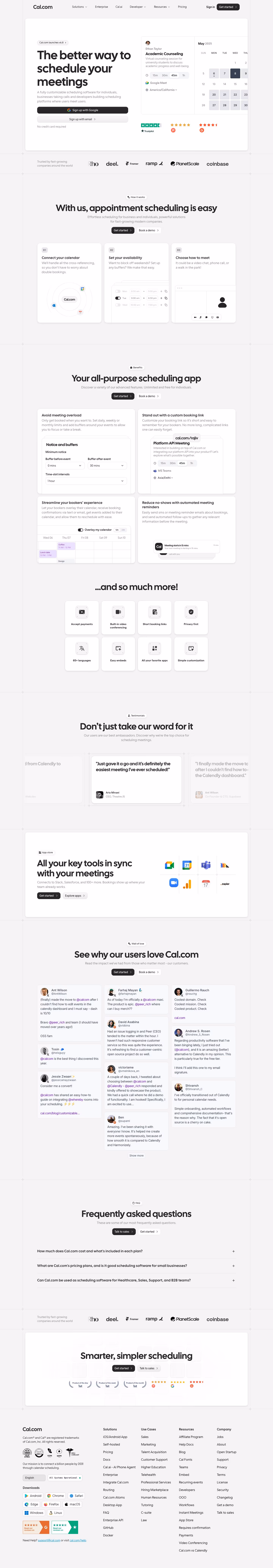 Cal landing page design — Productivity & Collaboration