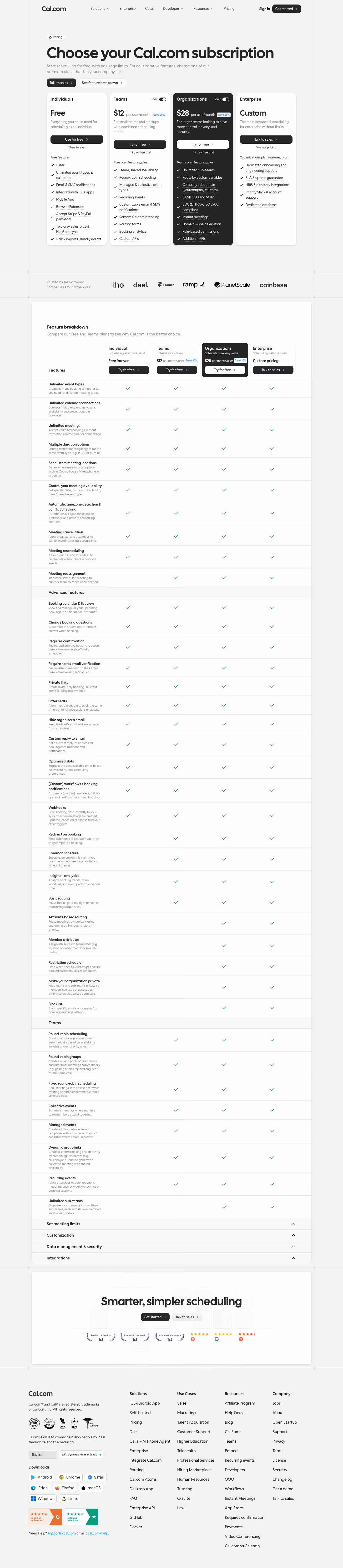 Cal pricing & plan design — Productivity & Collaboration