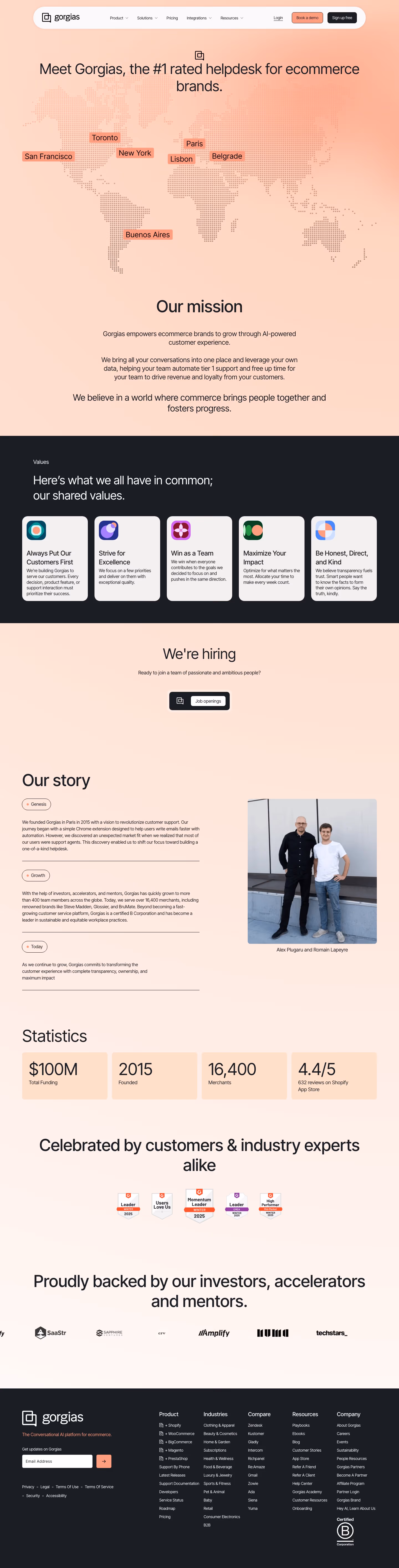 Gorgias about us design — Sales & Support