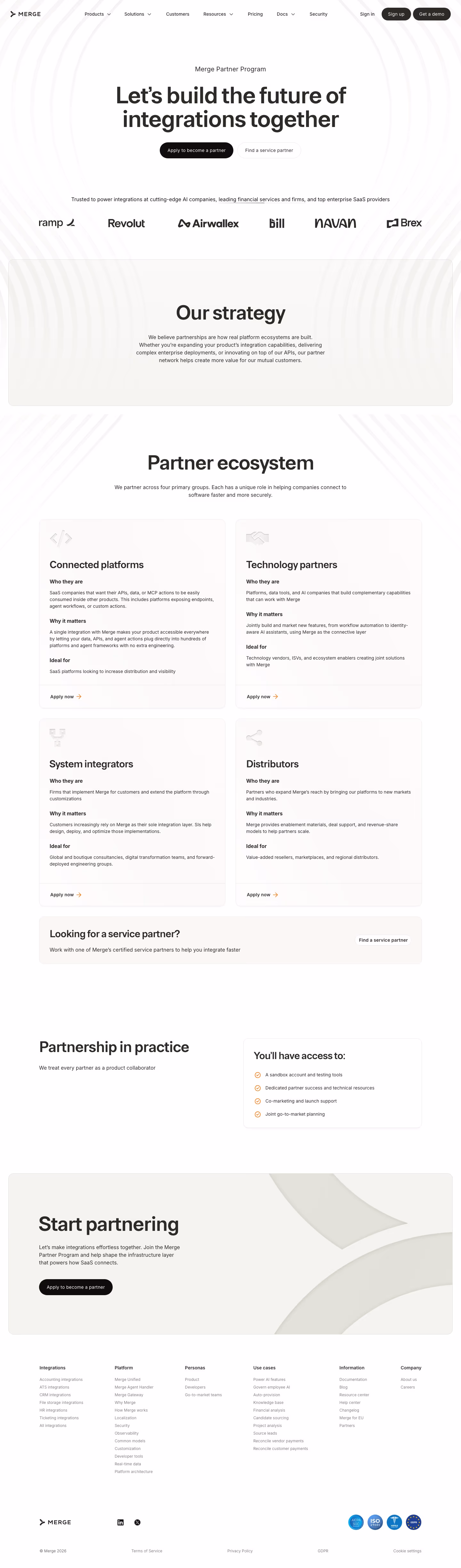 Merge Affiliate pages section design