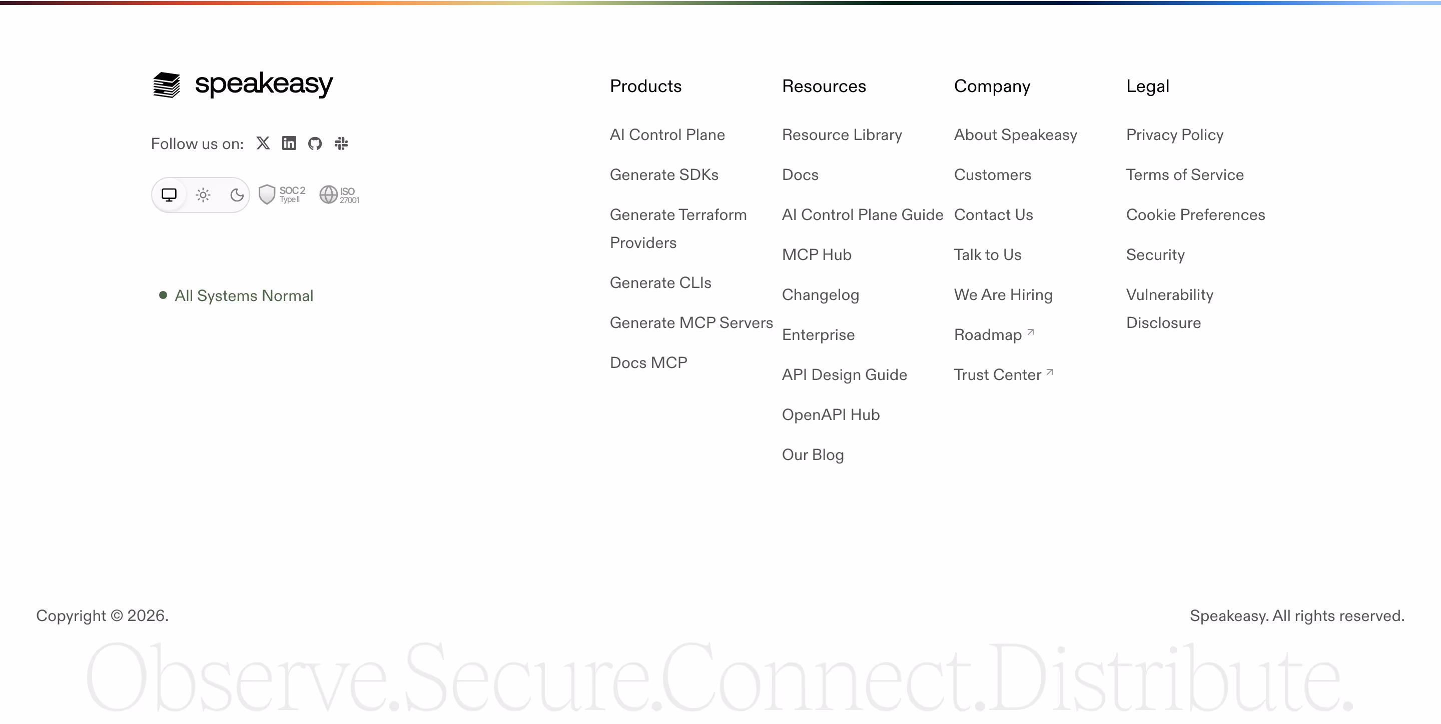 Speakeasy footer design — Security