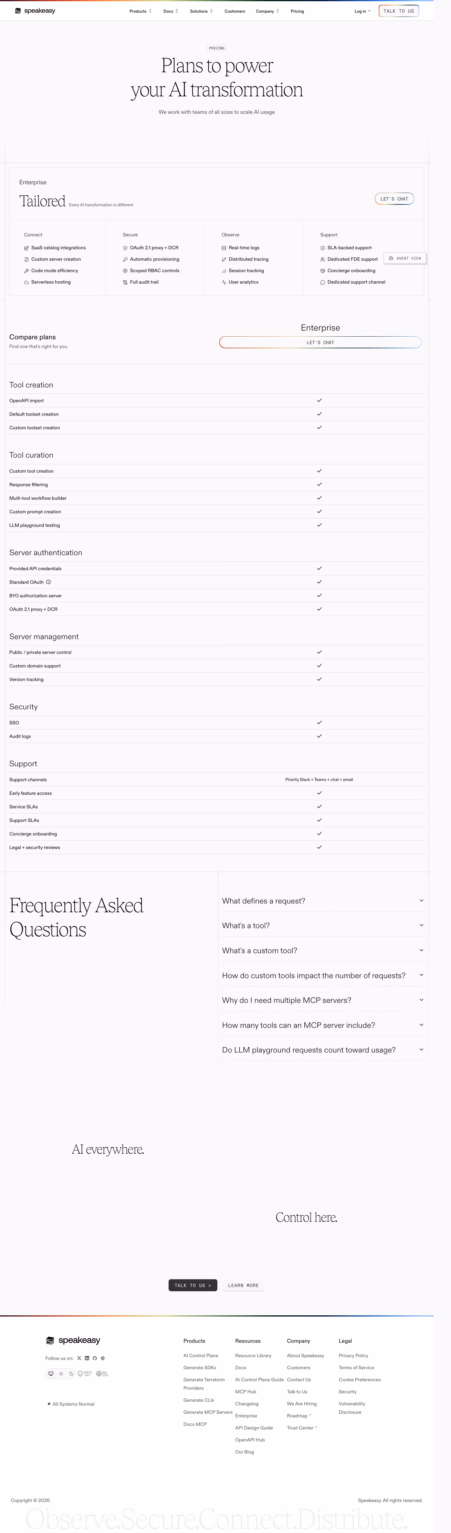 Speakeasy Pricing & Plans section design
