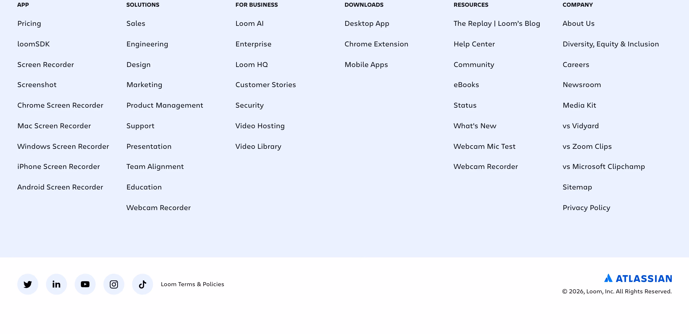 Loom footer design — Productivity & Collaboration