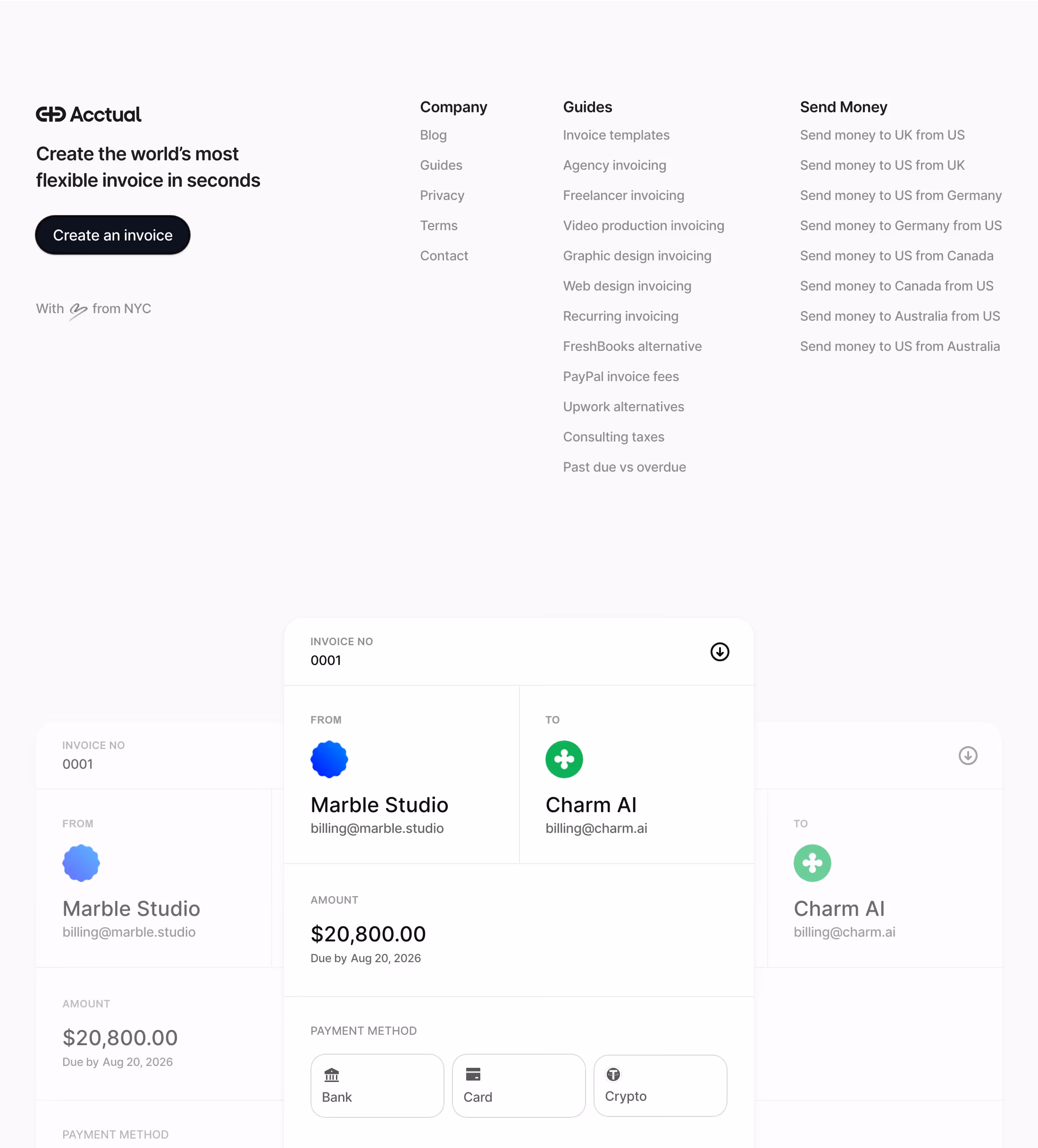 Acctual footer design — Finance & Commerce