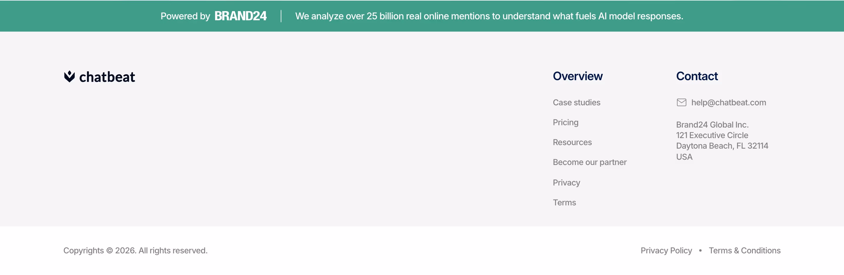 Chatbeat footer design — Data & Analytics