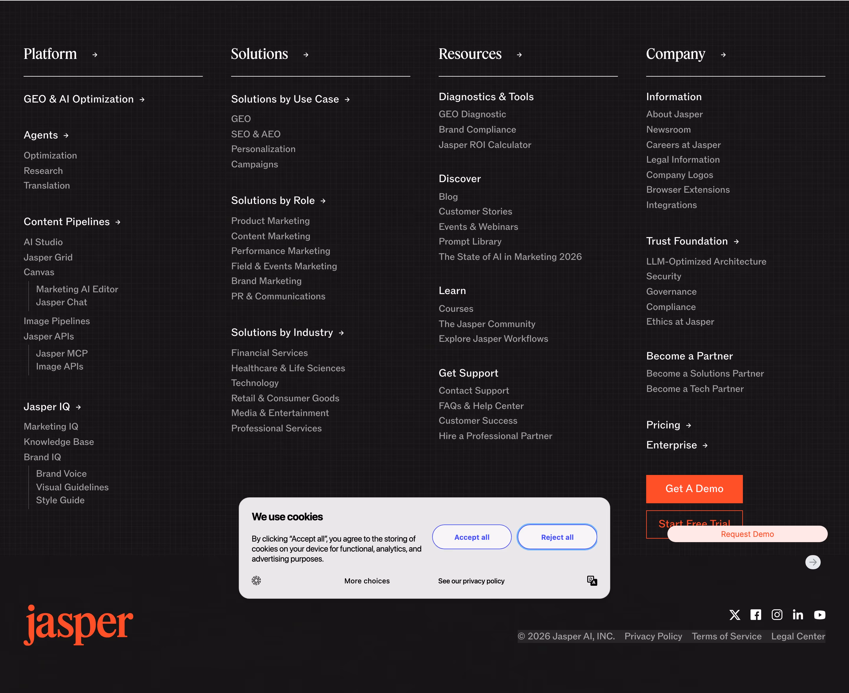 Jasper footer design — Marketing