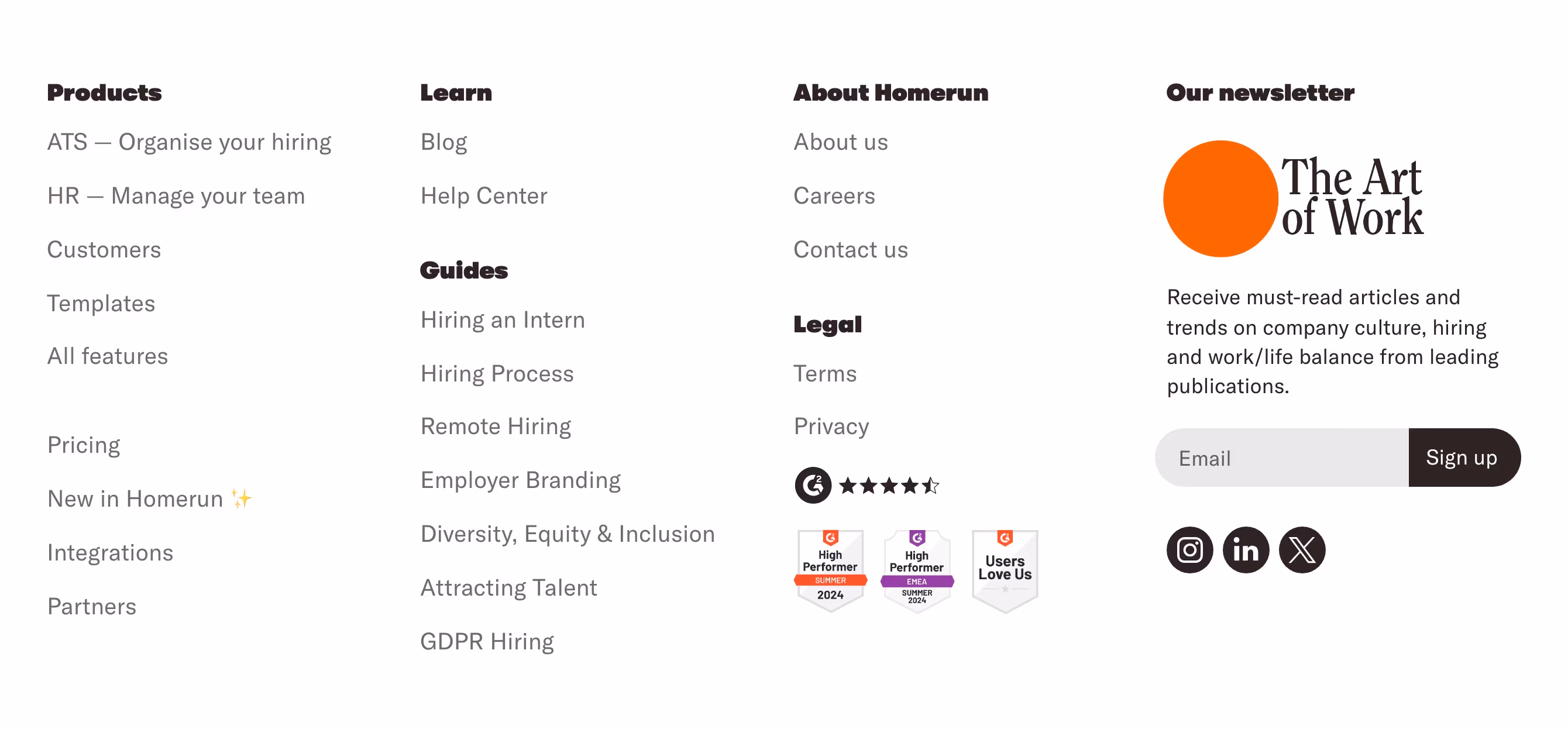 Homerun footer design — People & Culture