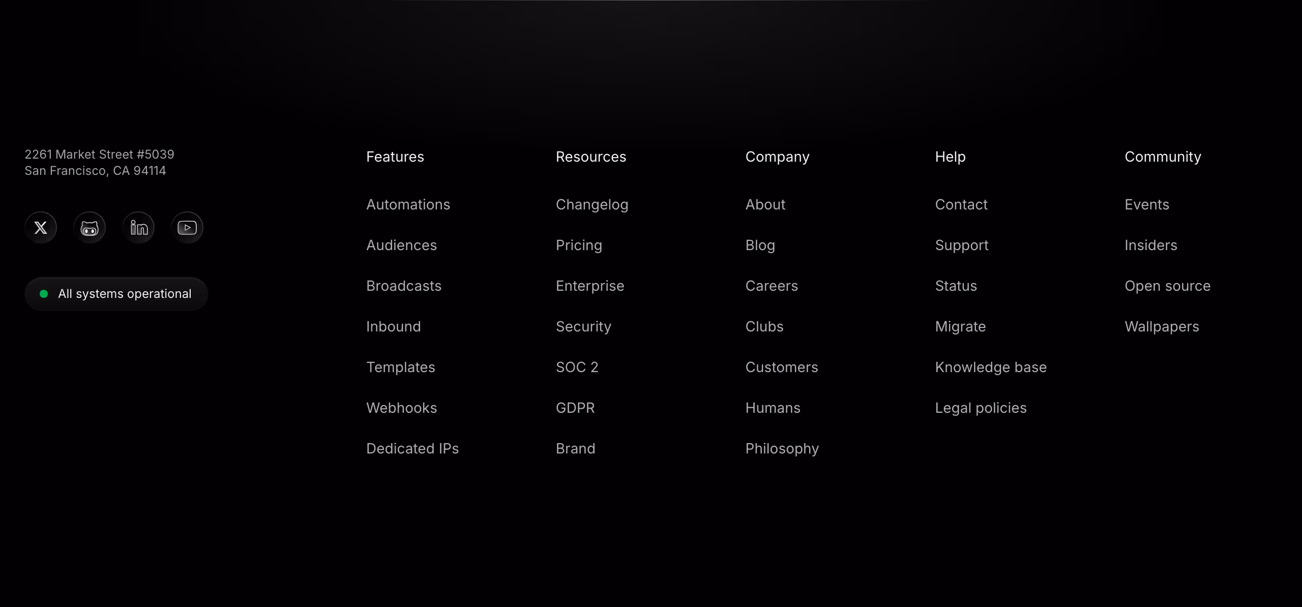 Resend footer design — Engineering & Infrastructure