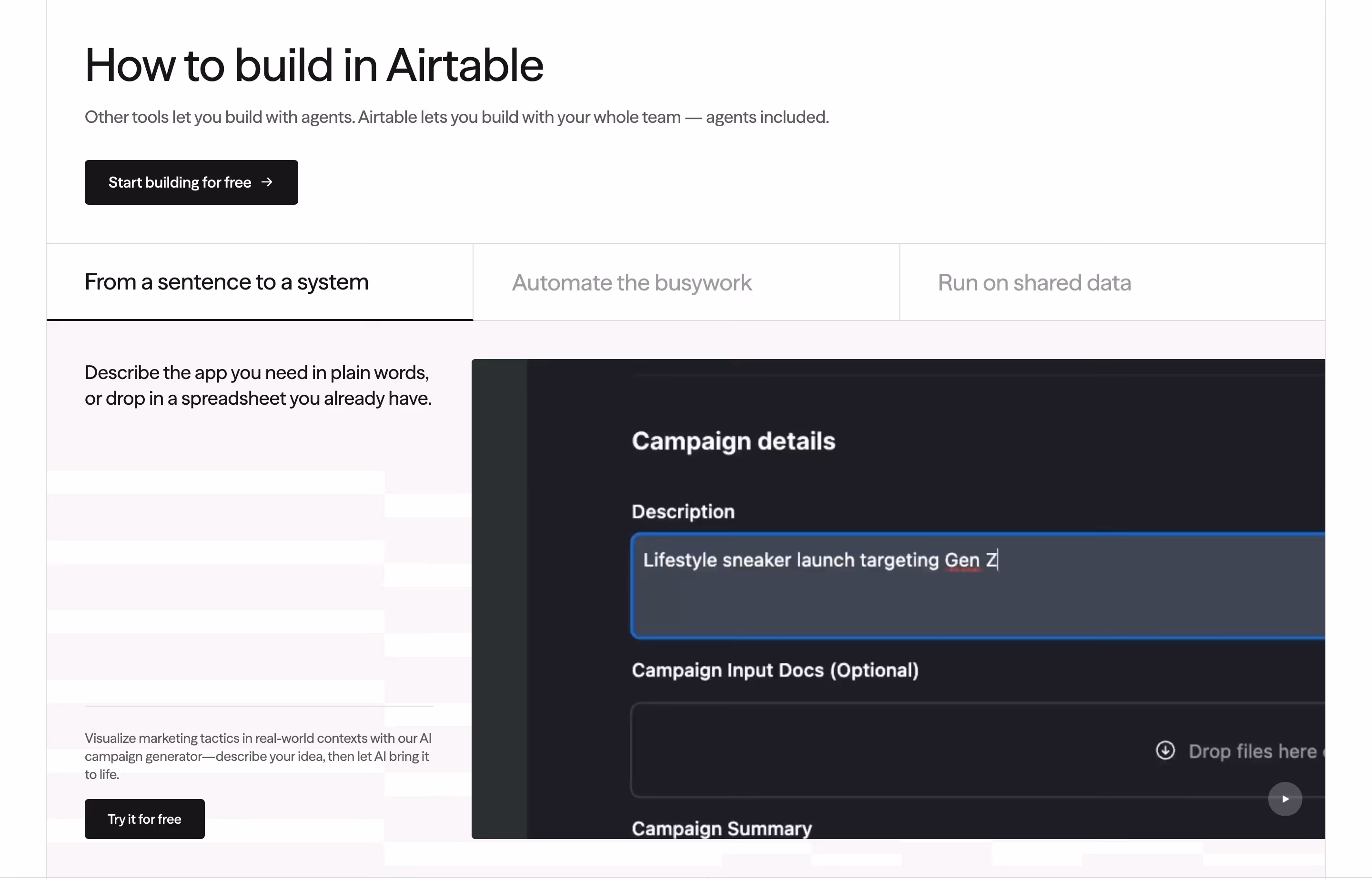 Airtable Features section design