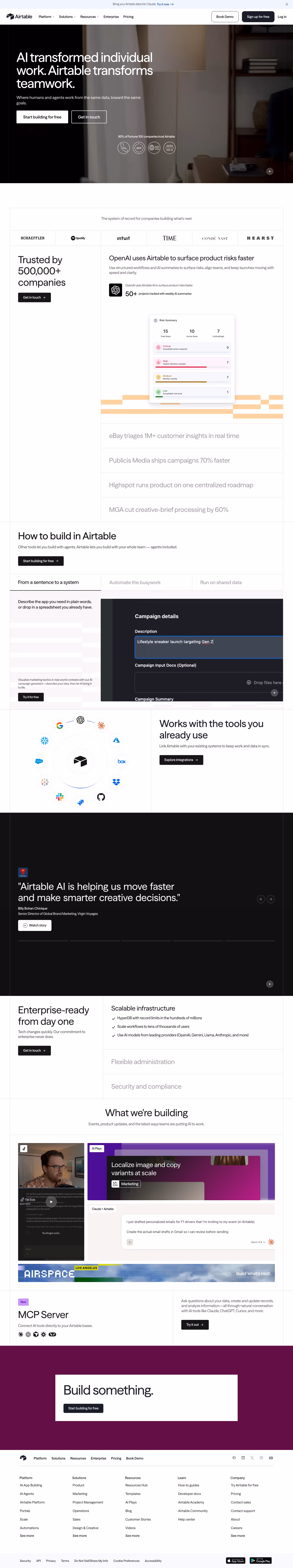 Airtable landing page design — Productivity & Collaboration