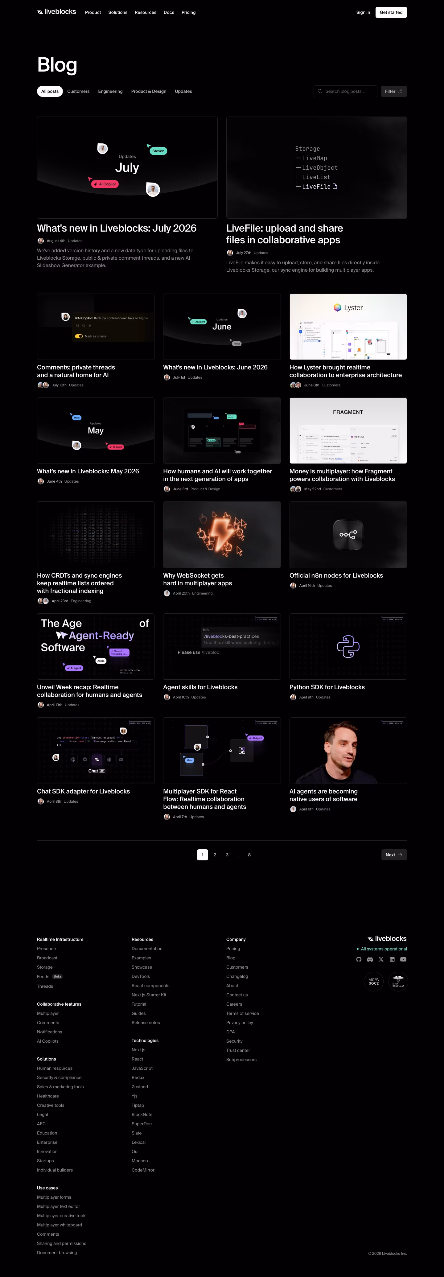Liveblocks Blog pages section design