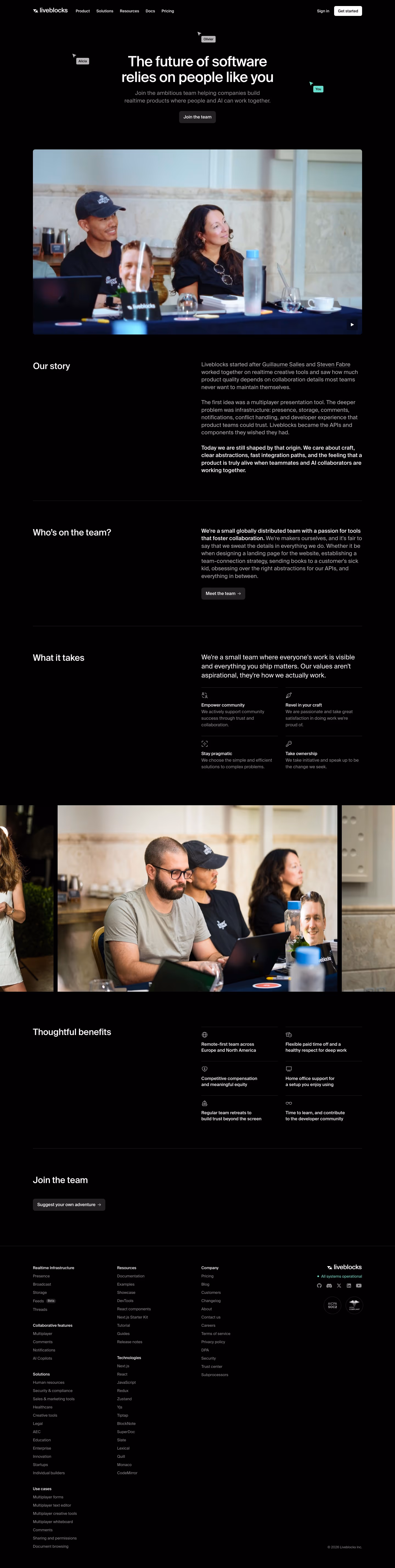Liveblocks Careers pages section design