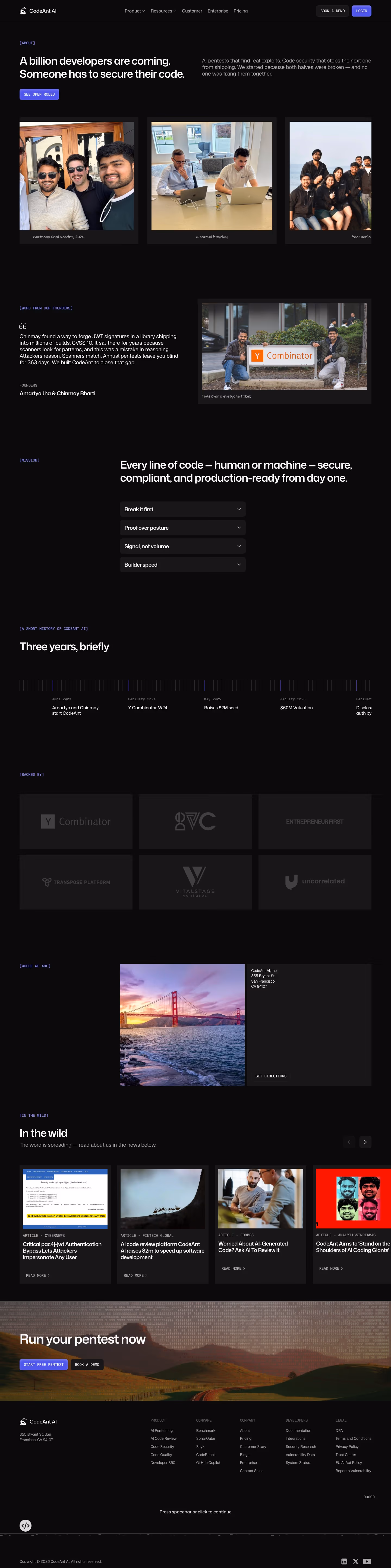 Codeant about us design — Security