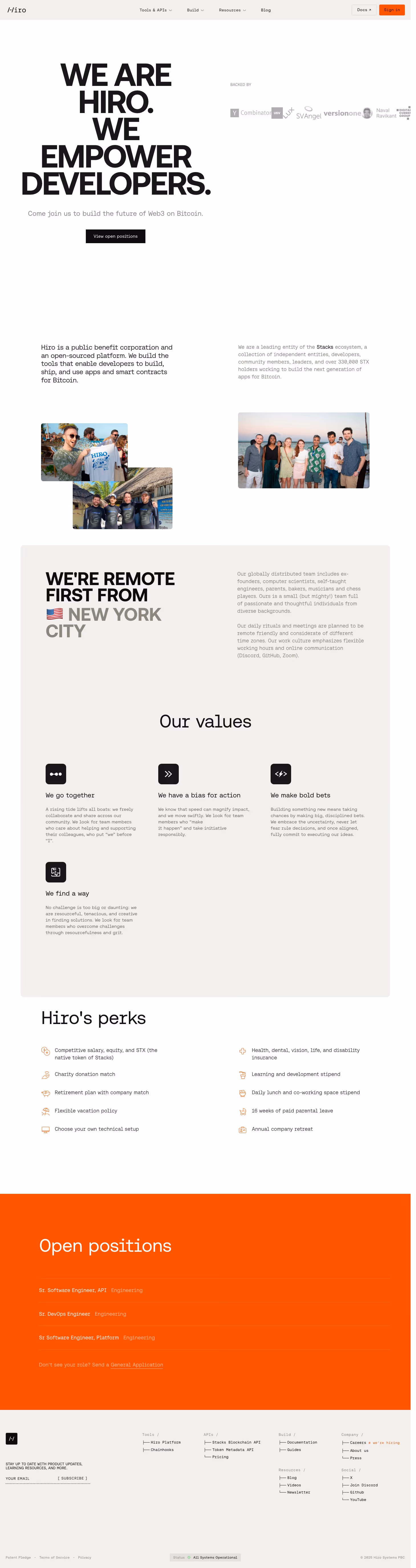 Hiro Careers pages section design