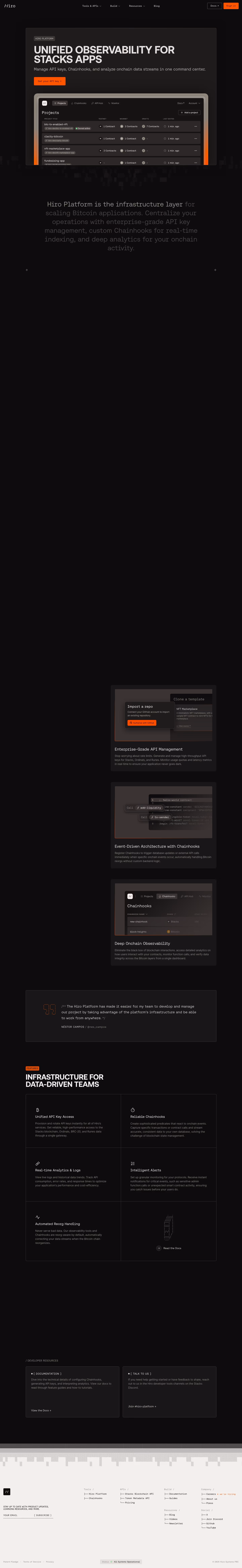 Hiro landing page design — Engineering & Infrastructure
