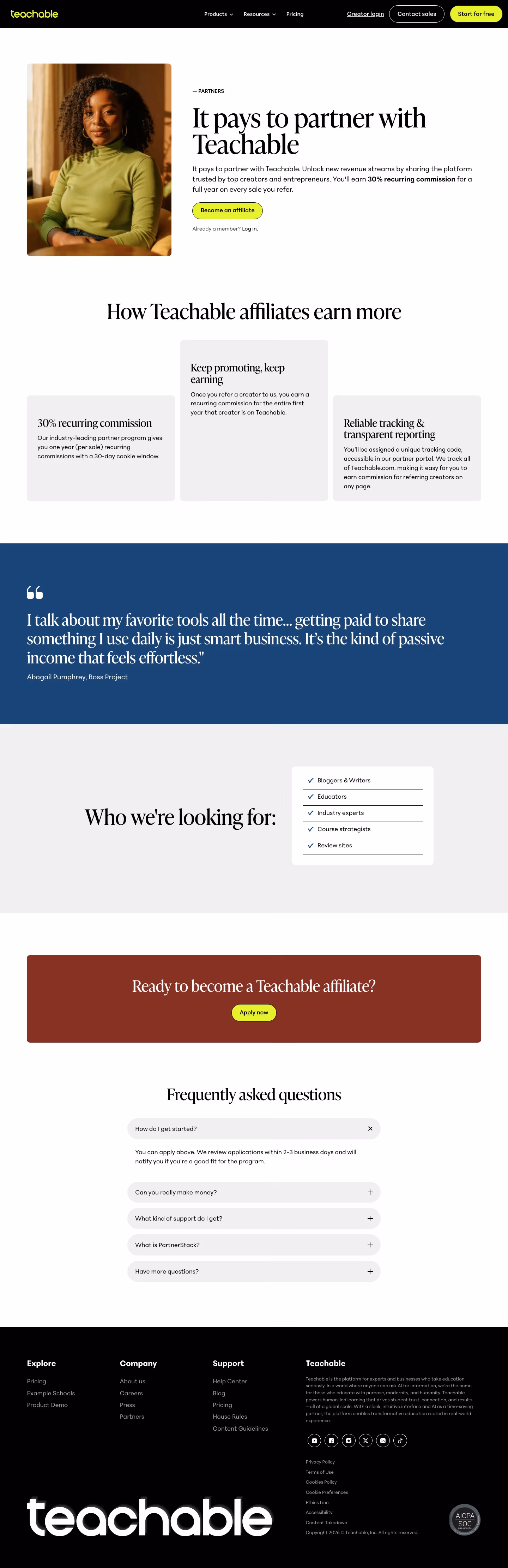 Teachable affiliate — Finance & Commerce