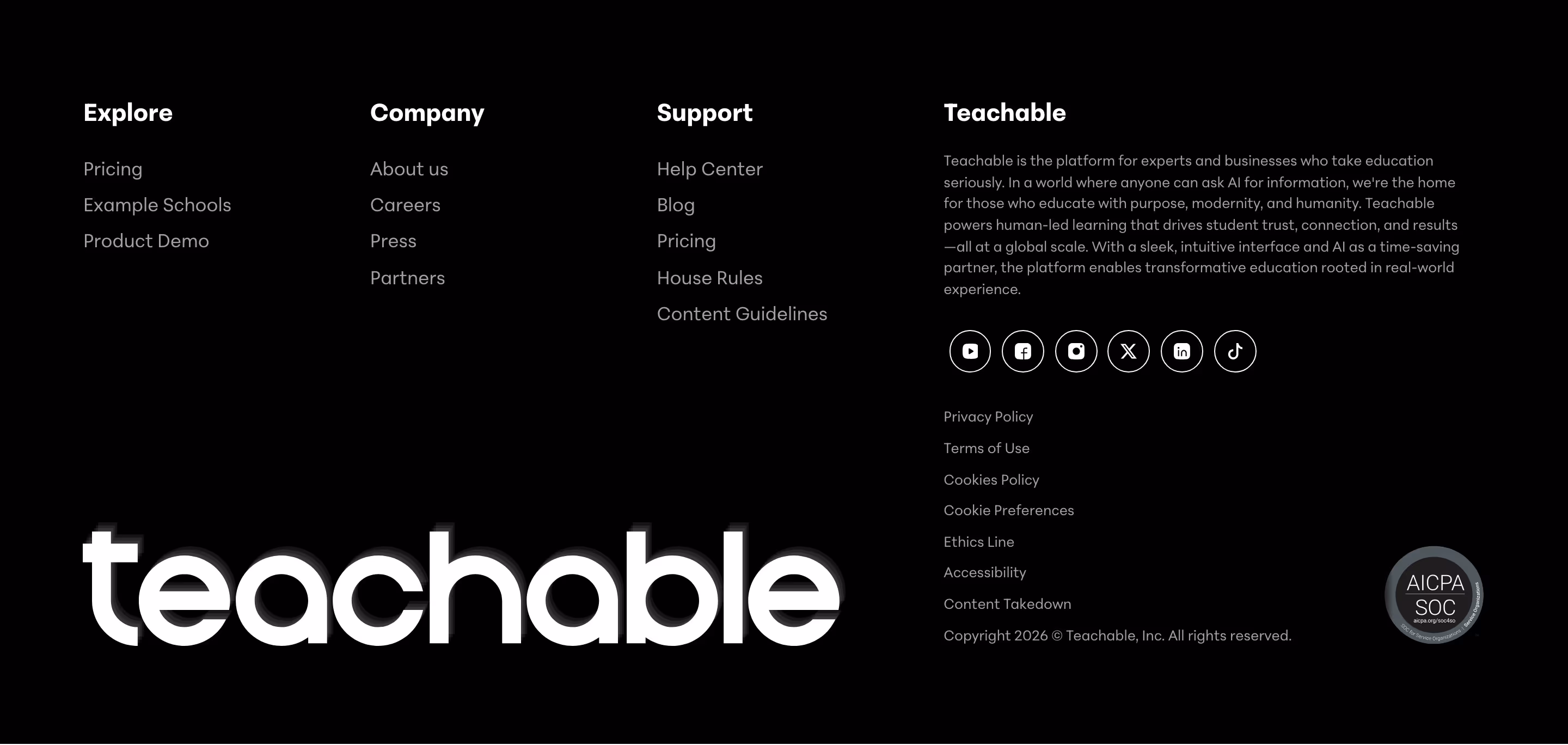 Teachable footer design — Finance & Commerce