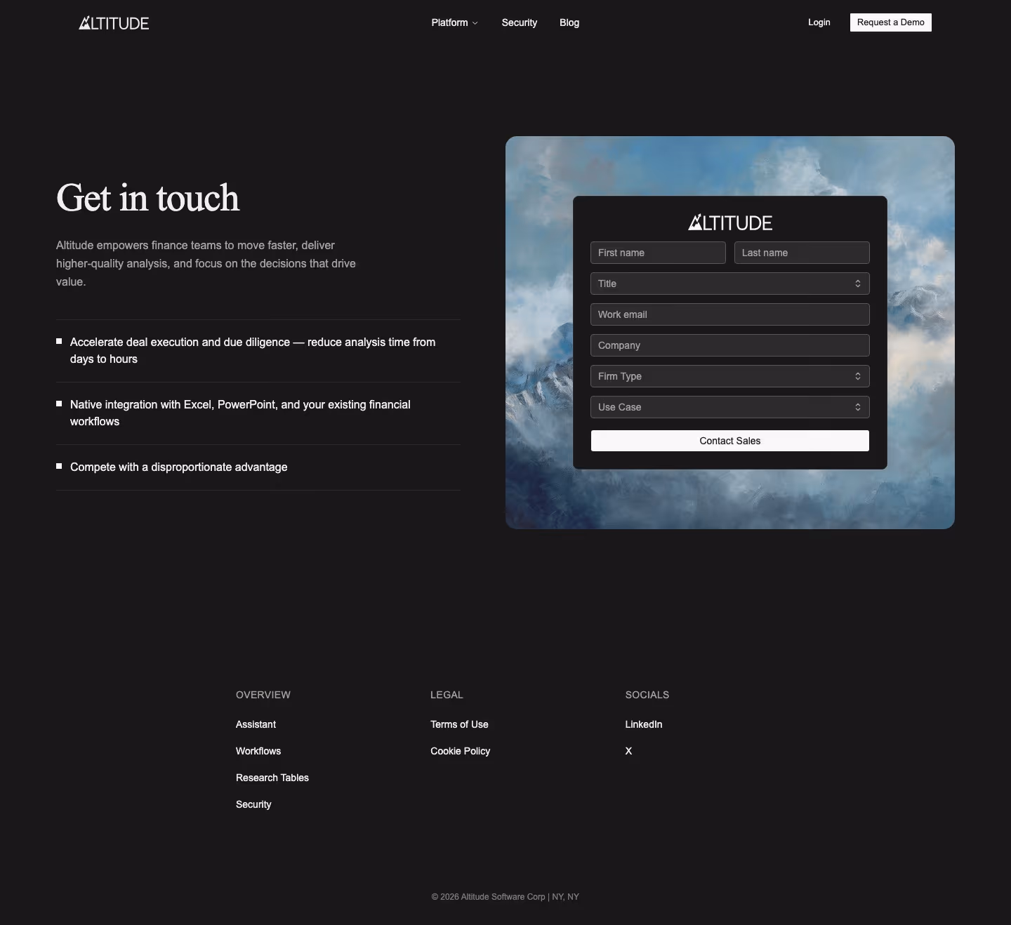 Altitude Contact Us section design