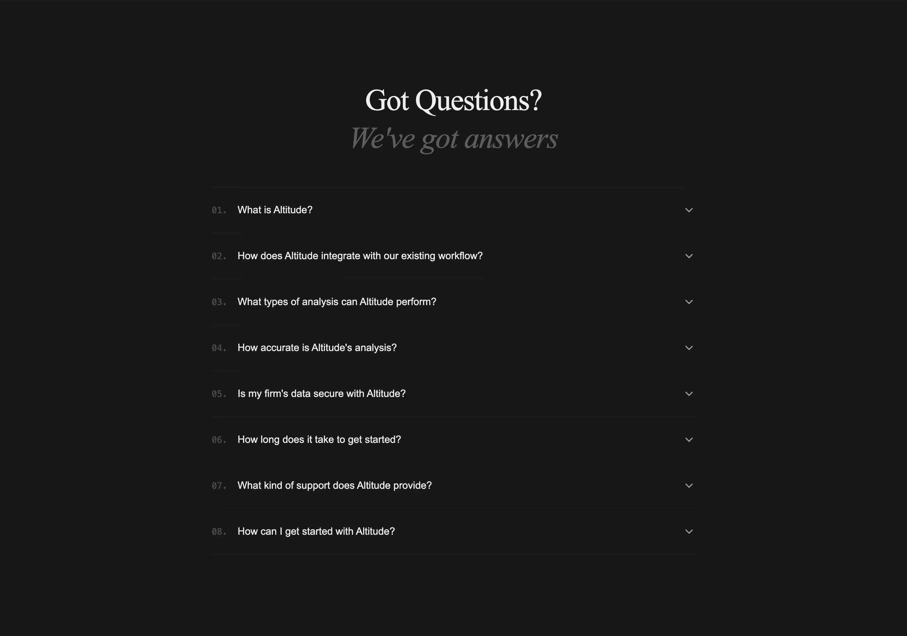 Altitude faq design — Finance & Commerce