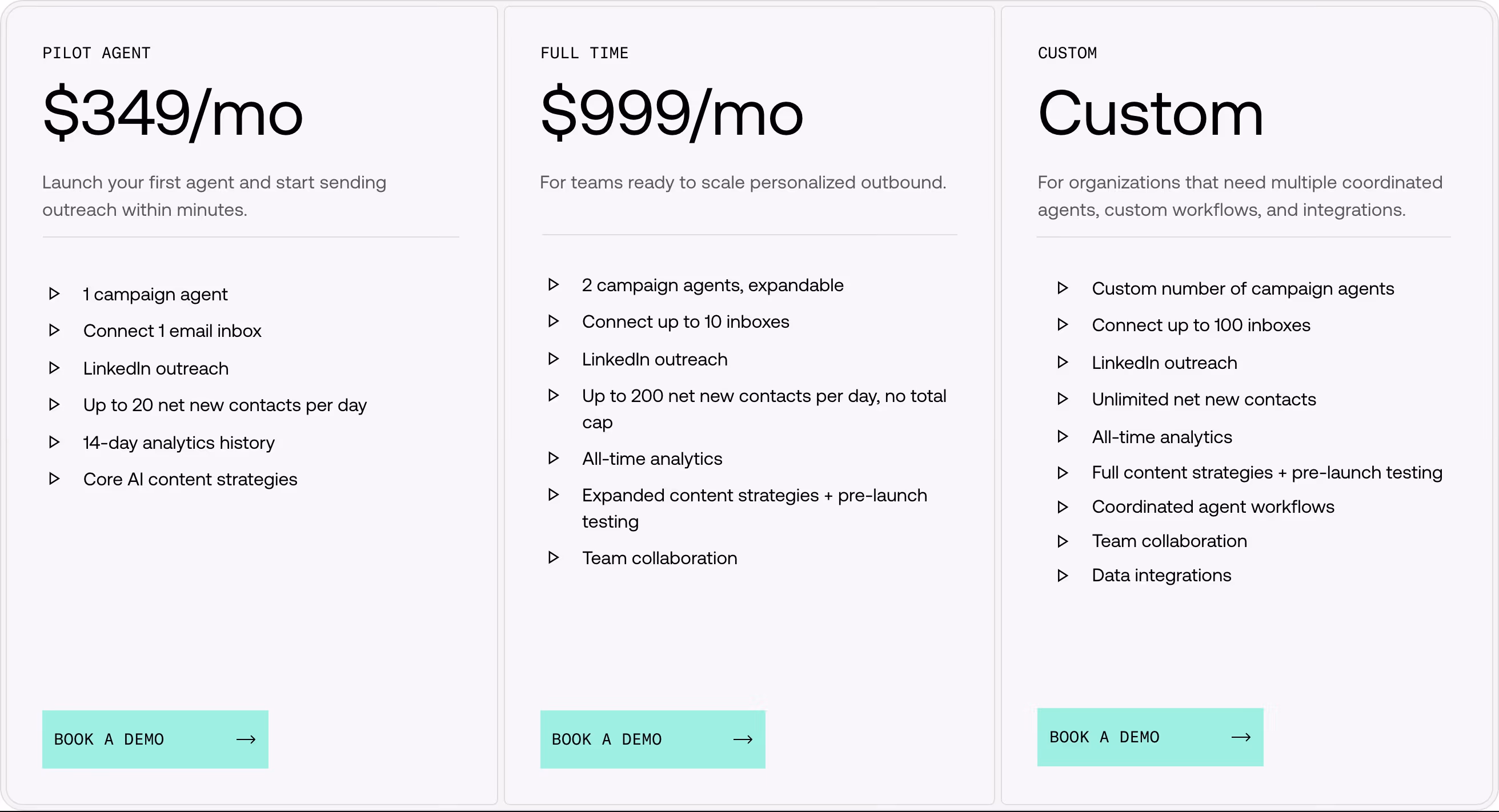 Callsine Pricing section design