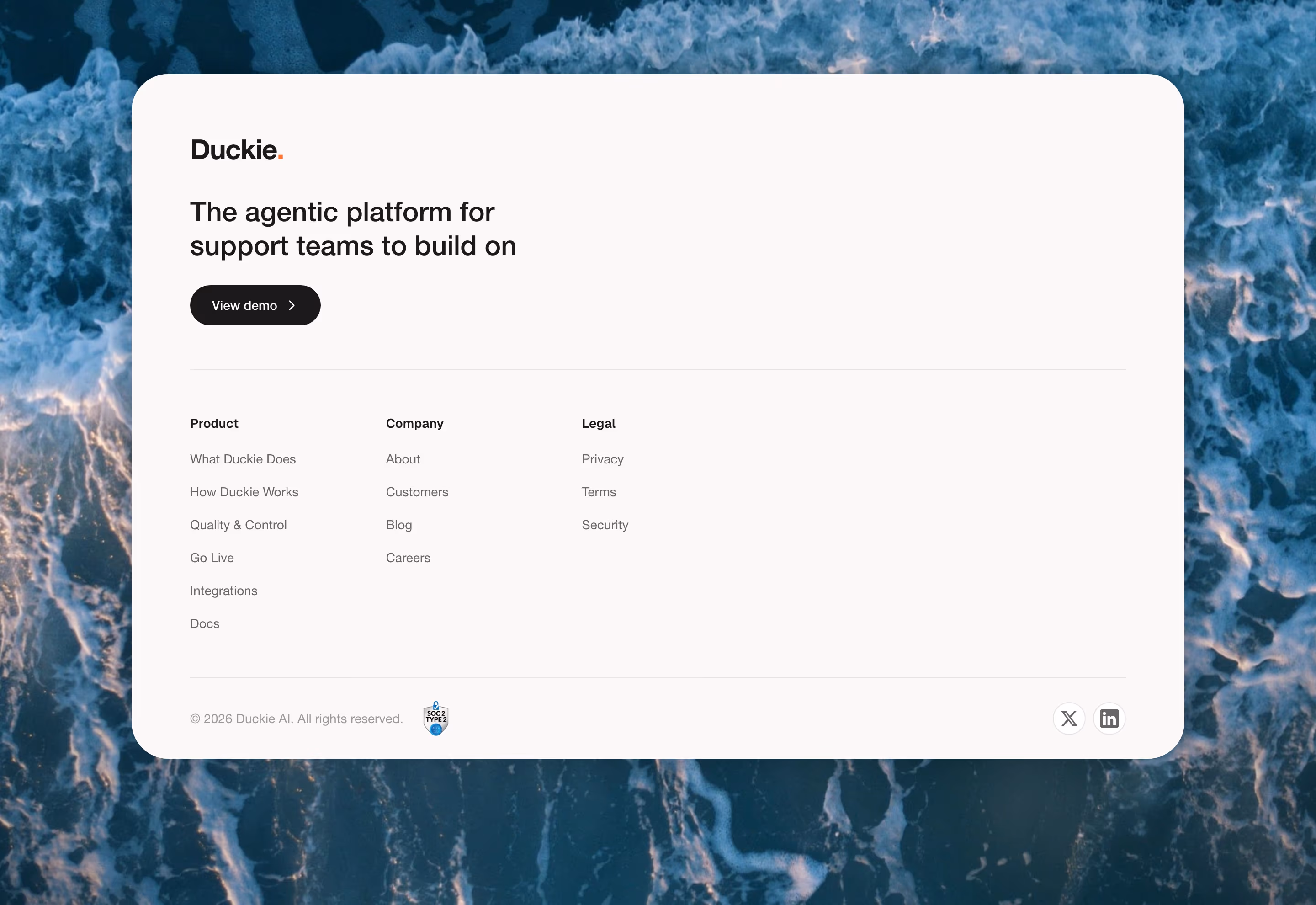 Duckie footer design — Sales & Support