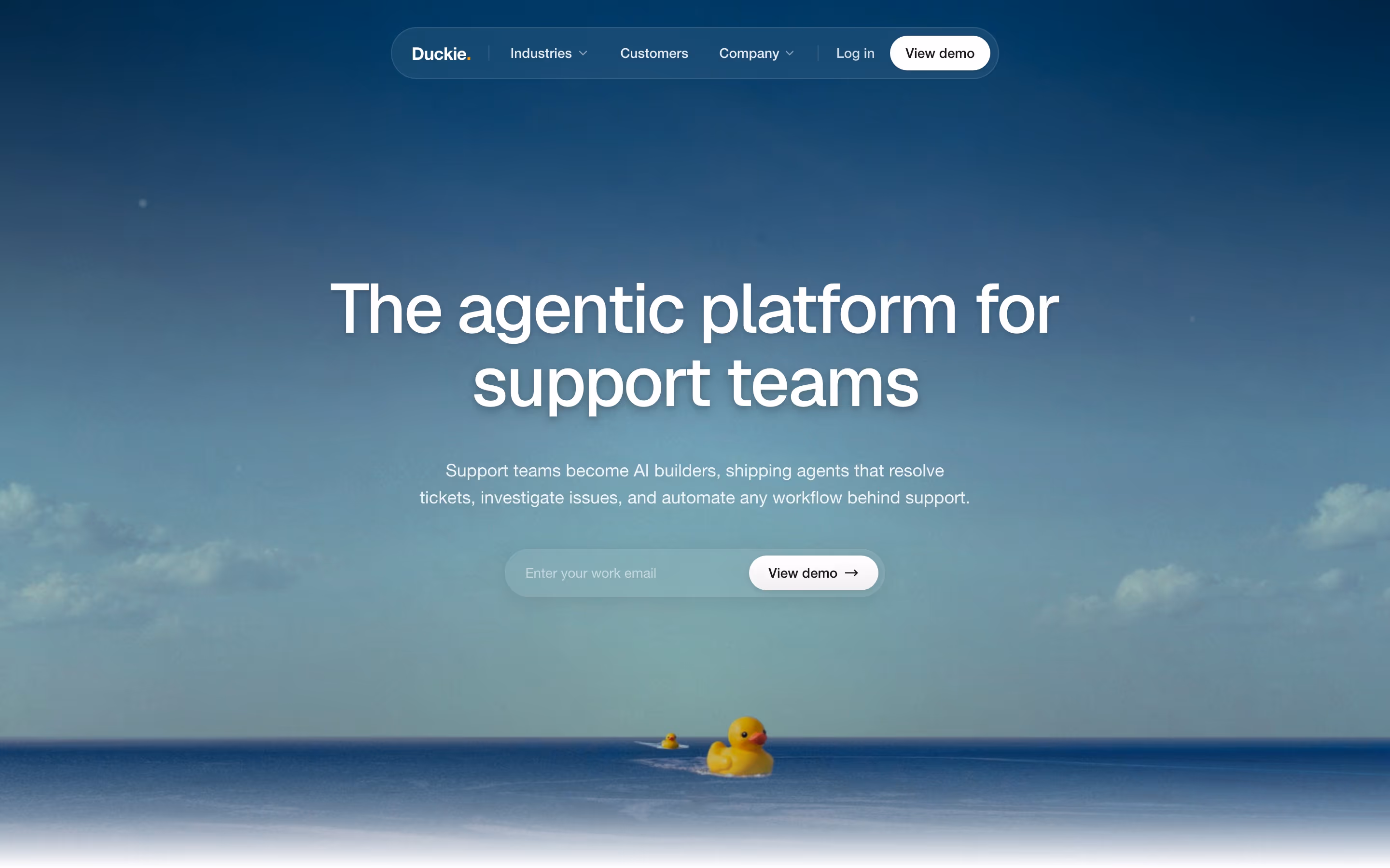 Floating navbar on Duckie's website
