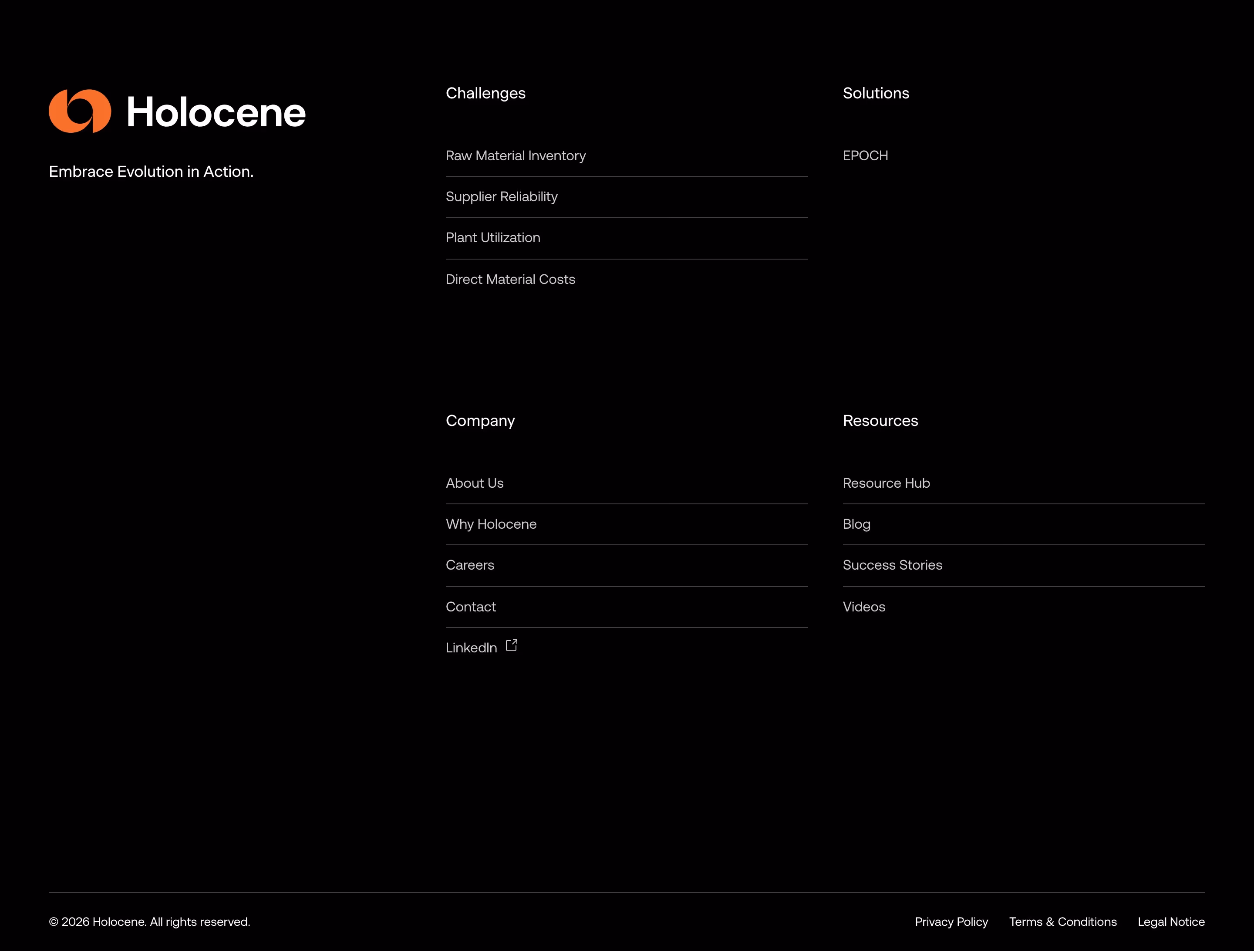 Holocene footer design — Industry Solutions