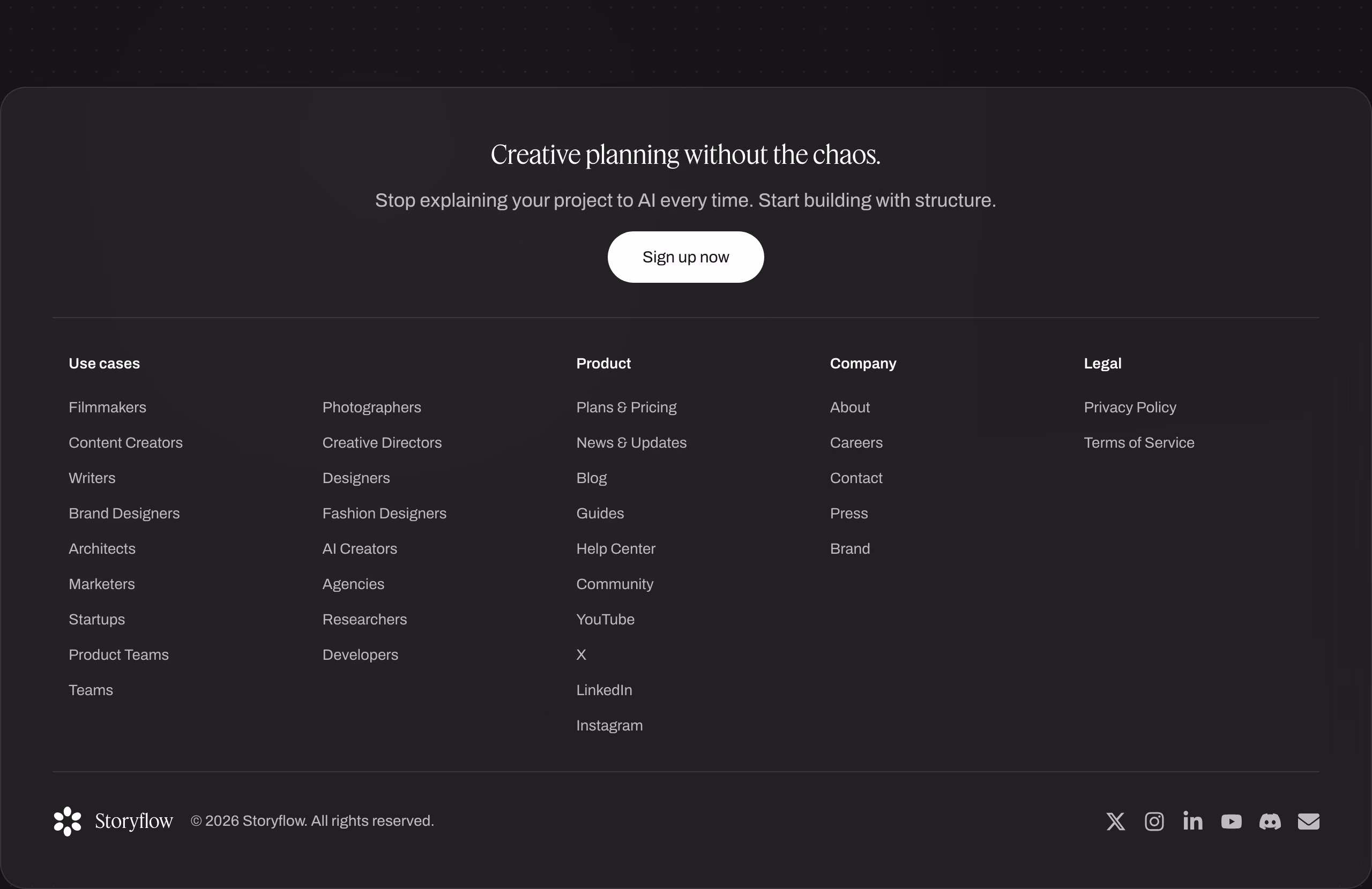 Storyflow Footers section design
