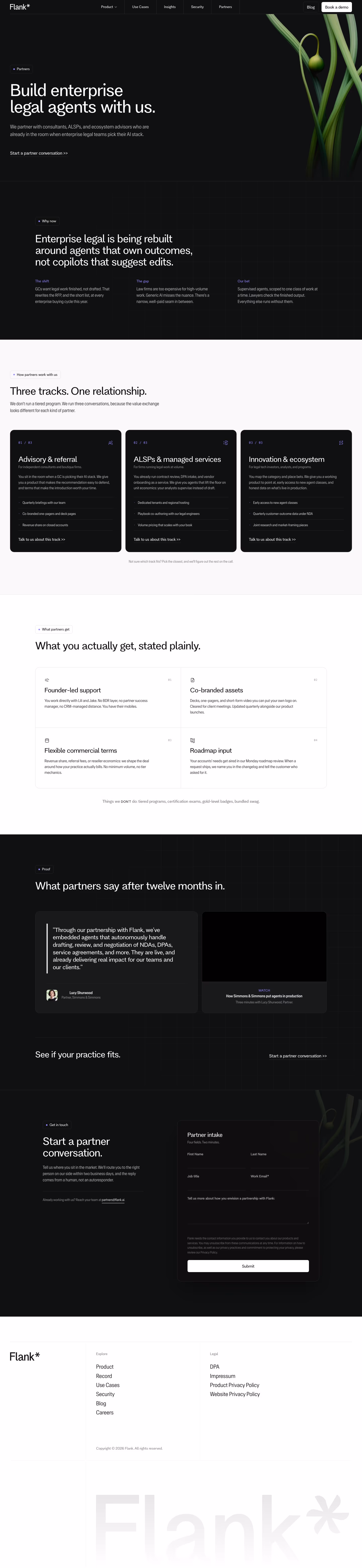 Flank Affiliate pages section design