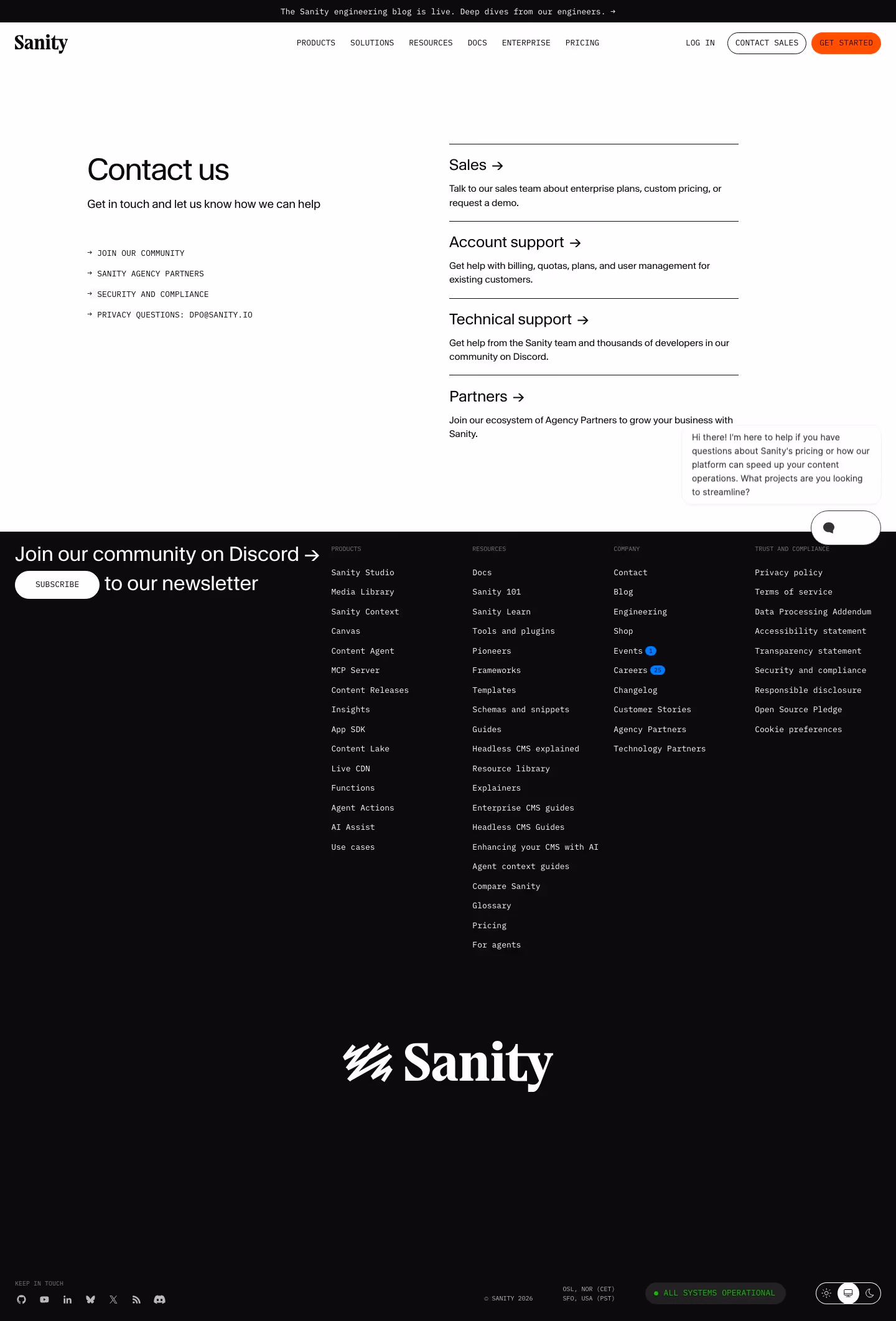 Sanity Contact Us section design