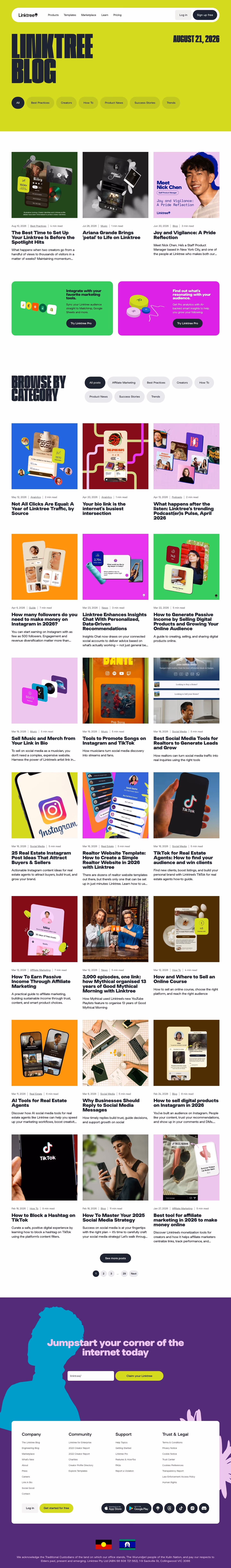 Linktr blog page design — Productivity & Collaboration