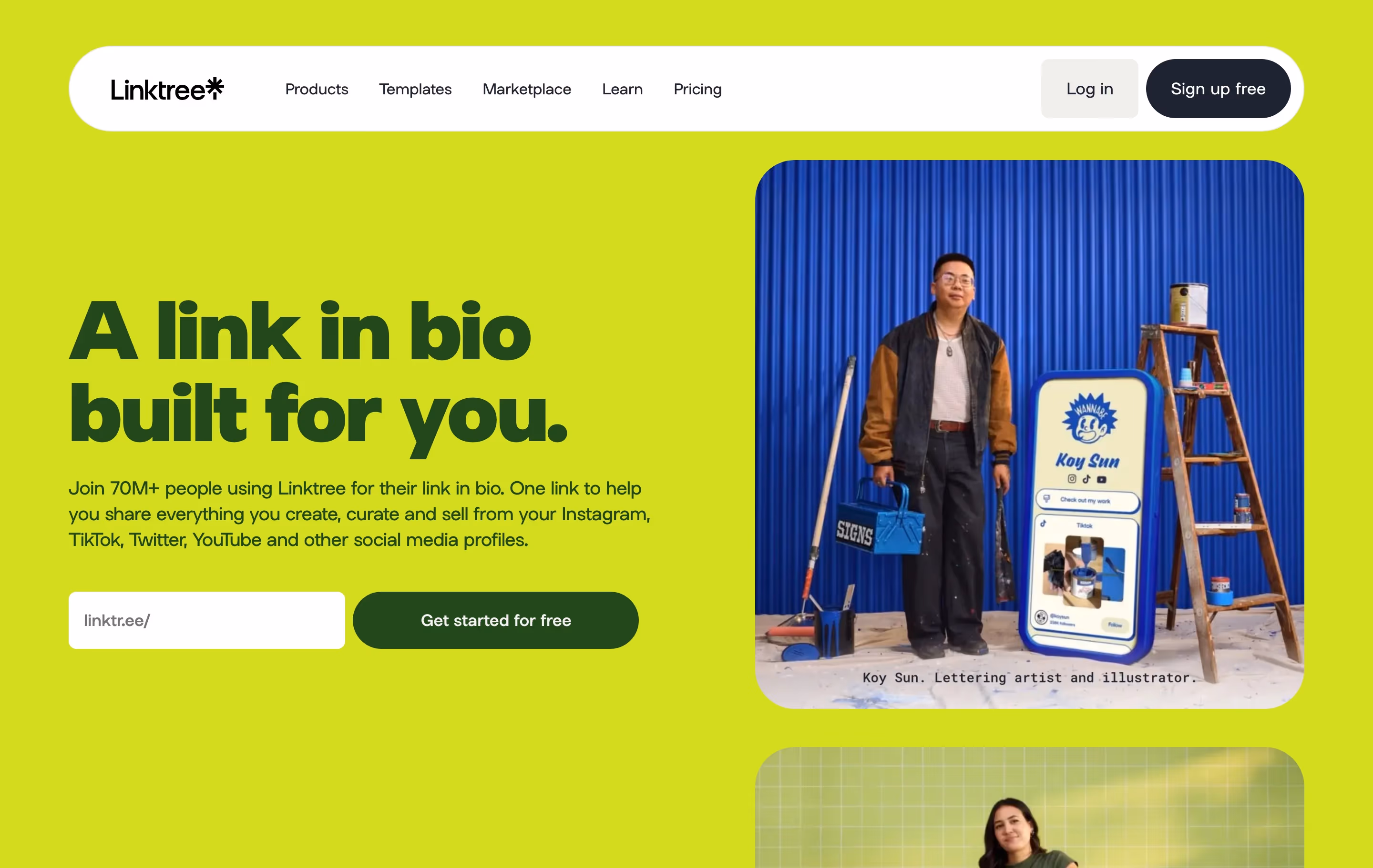 Linktr hero design — Productivity & Collaboration