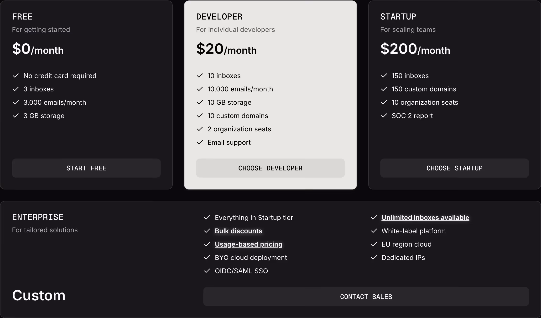 Agentmail pricing design — Engineering & Infrastructure