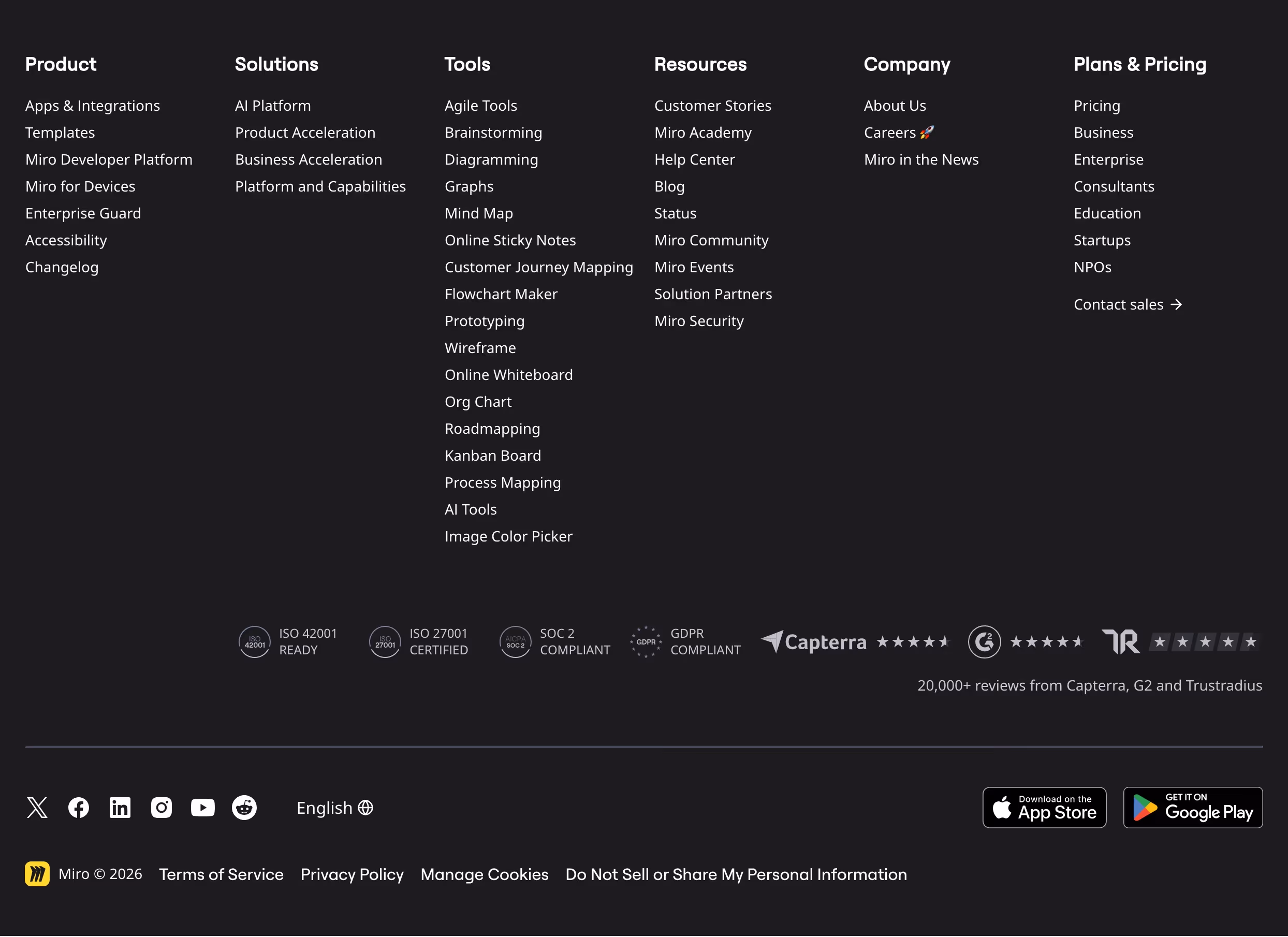 Miro footer design — Productivity & Collaboration