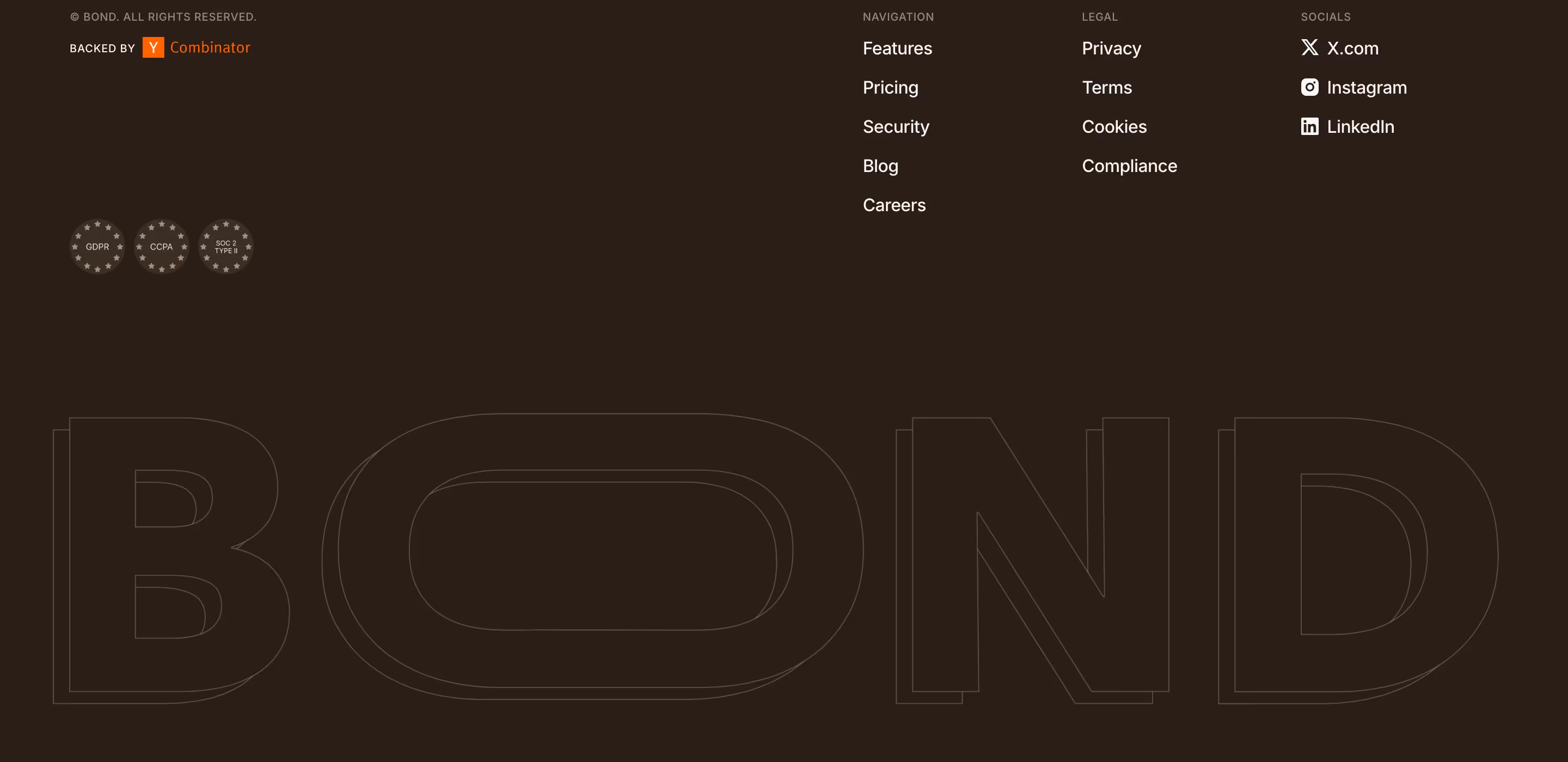 Bondapp footer design — Productivity & Collaboration