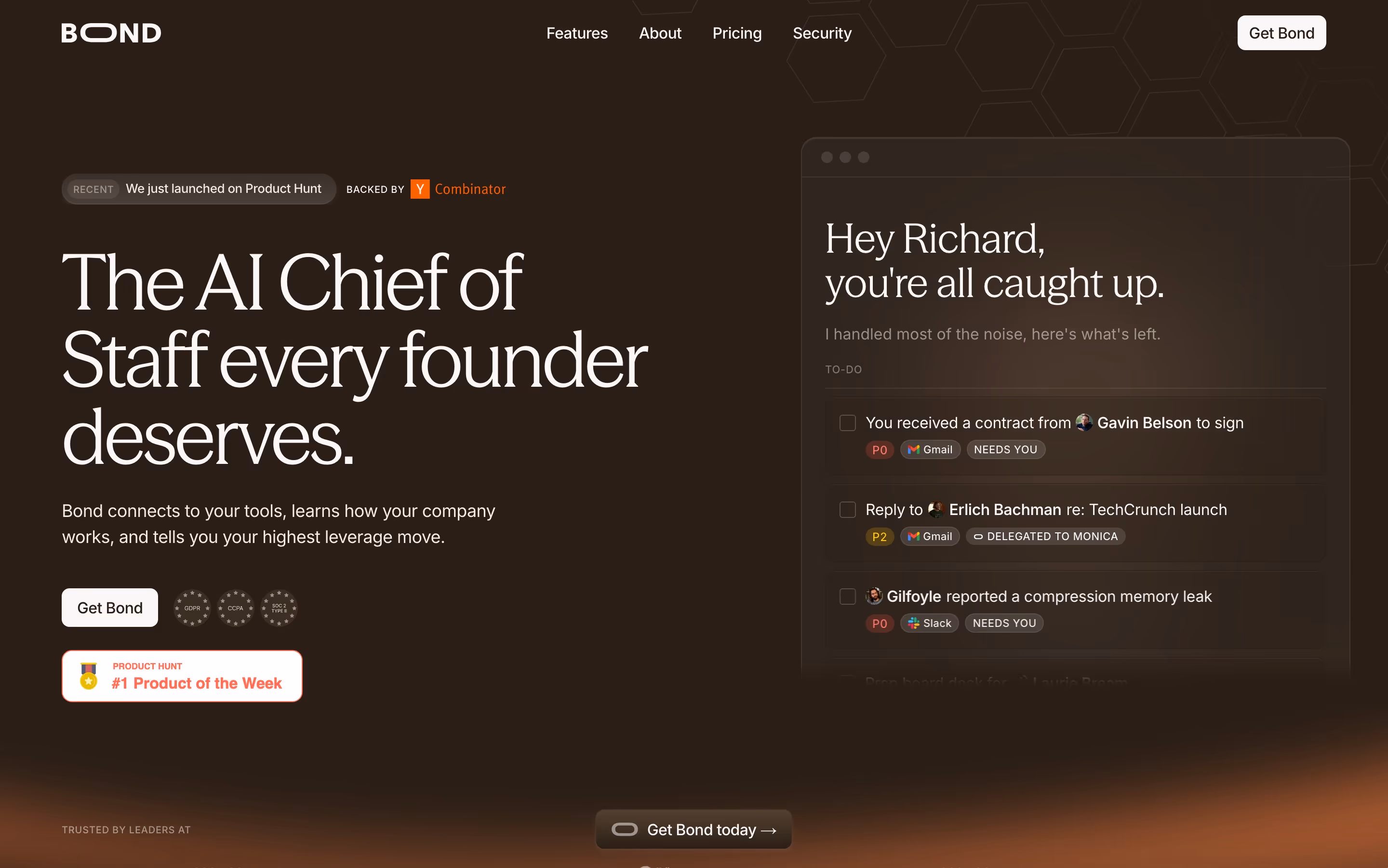 Bondapp hero design — Productivity & Collaboration