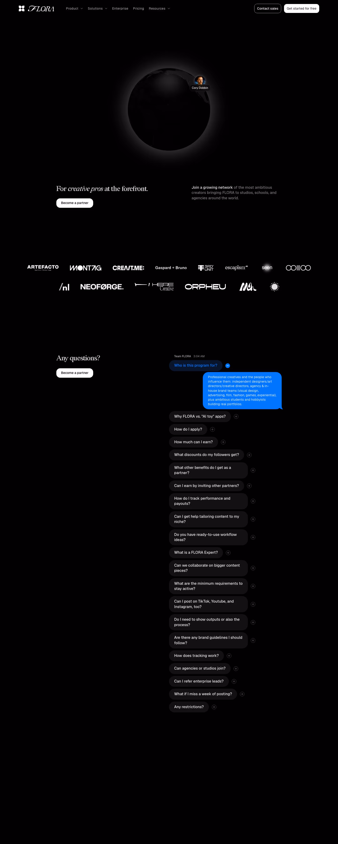Flora Affiliate pages section design