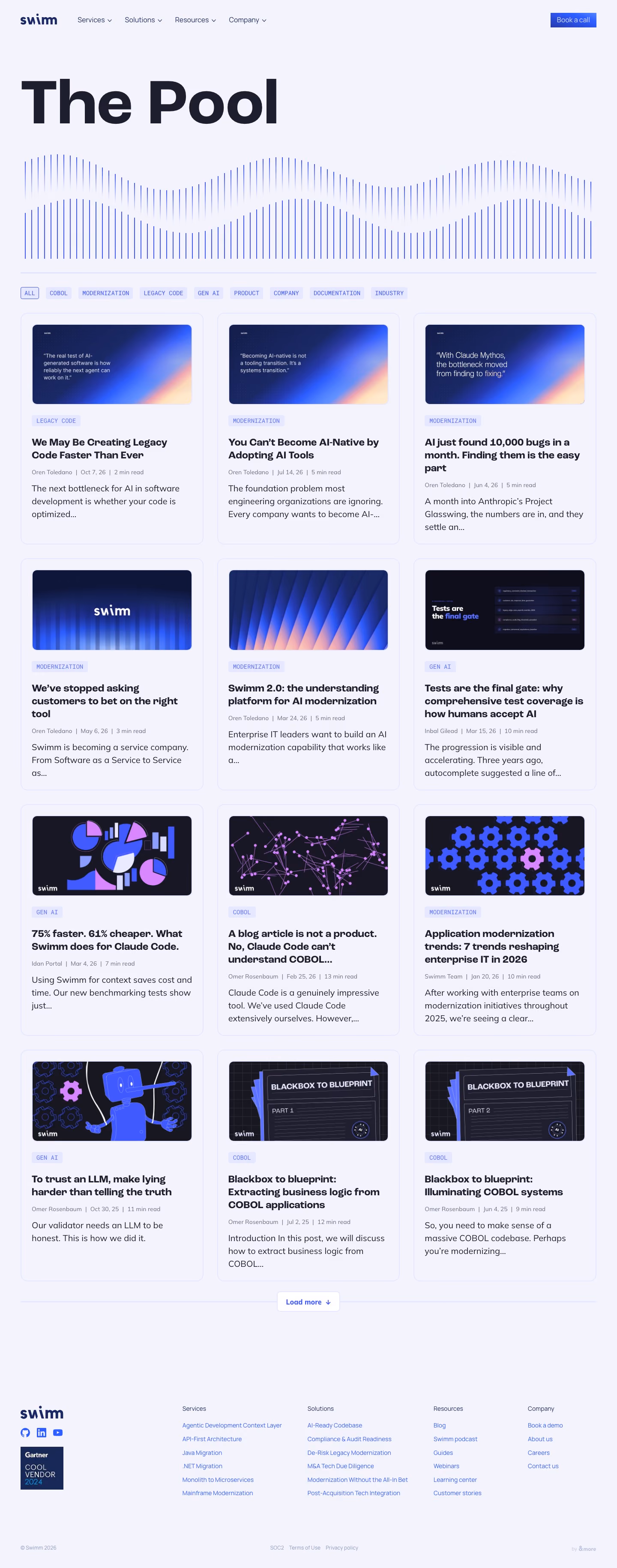 Swimm Blog pages section design