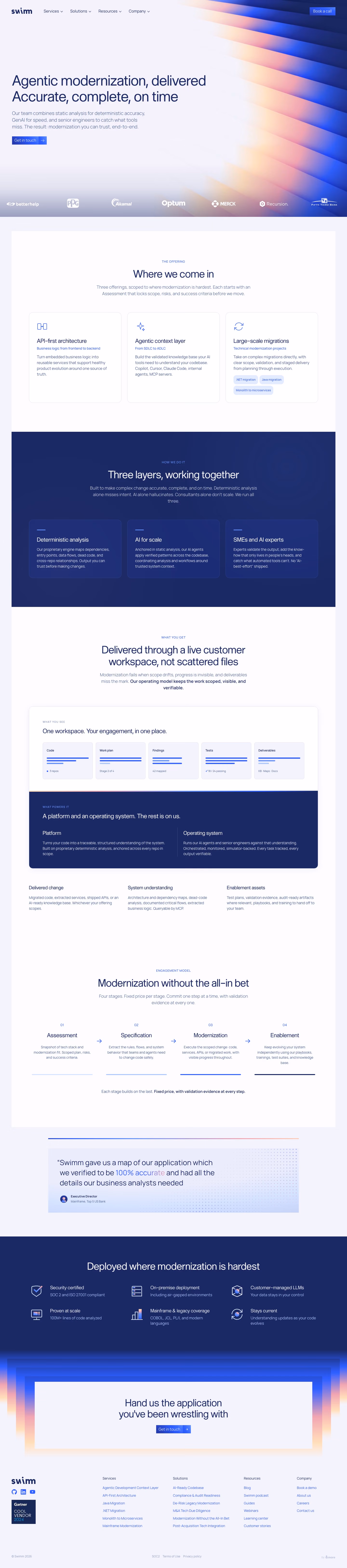 Swimm full landing page screenshot (desktop)