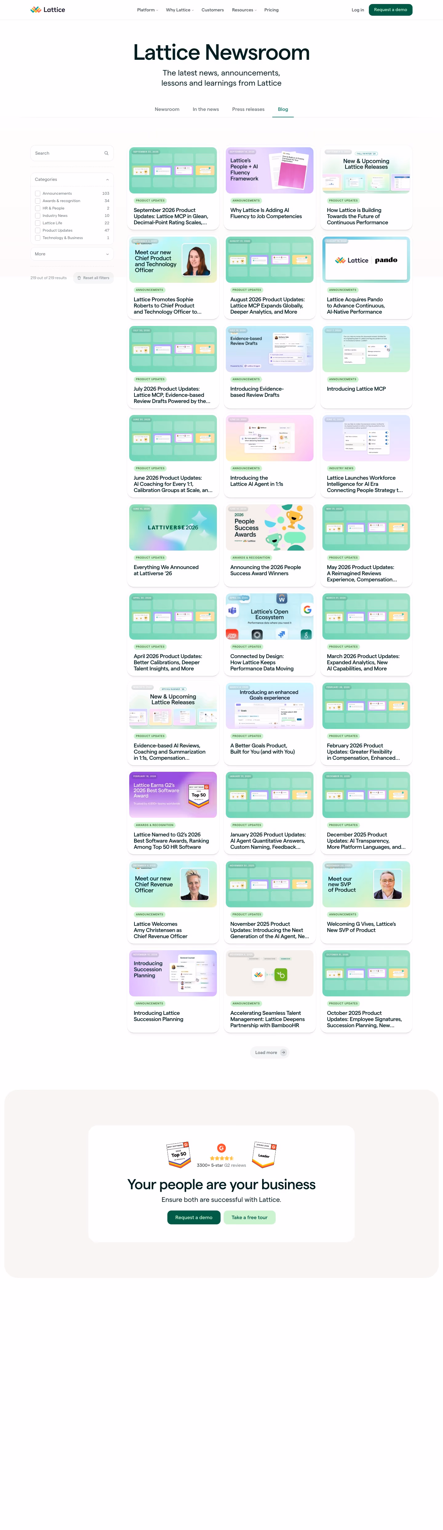 Lattice Blog pages section design